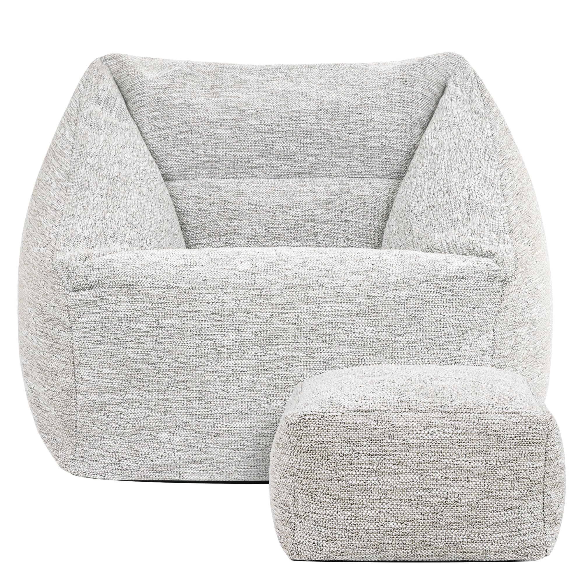 icon Natalia Bean Bag Chair & Footstool with Filling Included, Natural | Made in the UK, Adult Beanbag, Comfy Chair, Armchair, Soft Woven Fabric, Floor Chair for Living Room or Bedroom