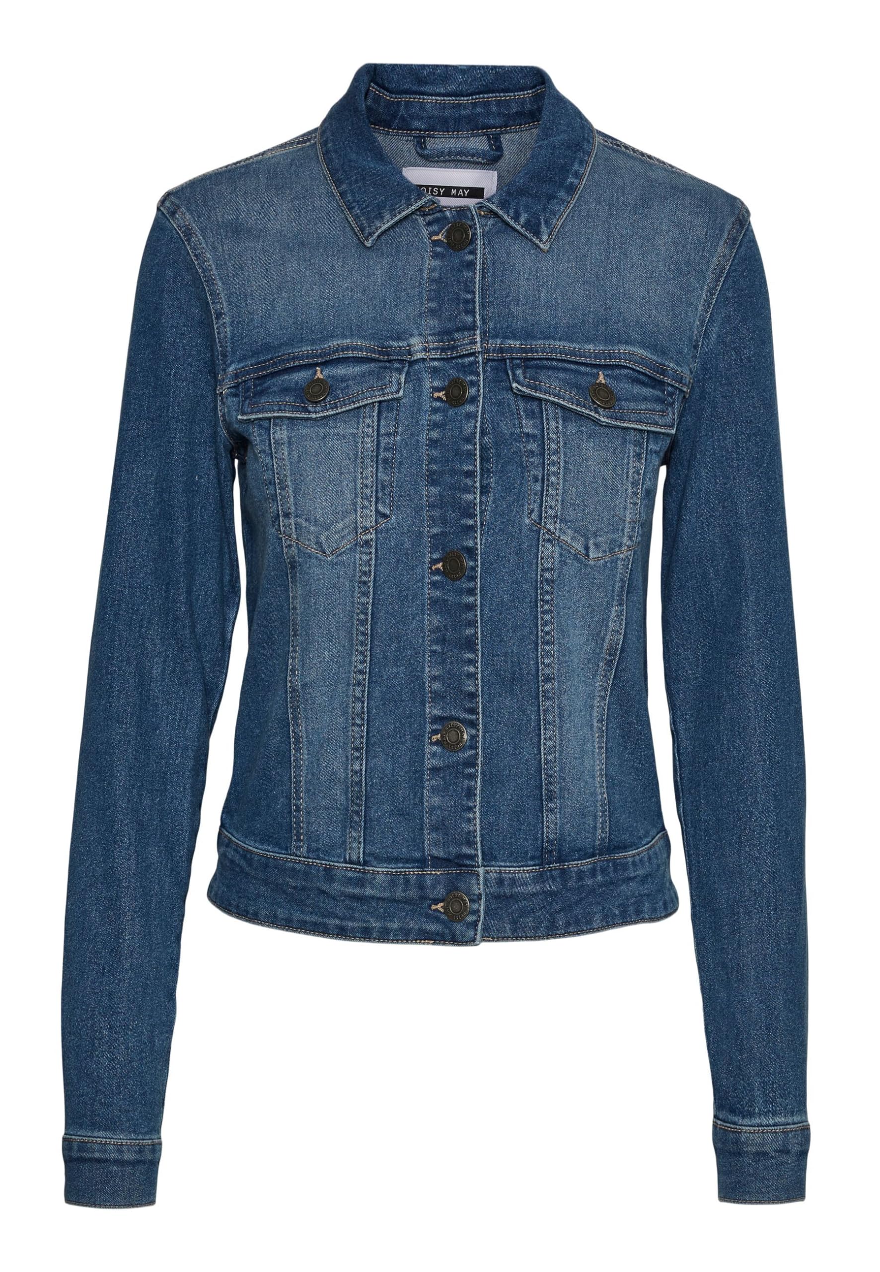NOISY MAY Denim Jacket Short XL, Medium Blue Denim, XL