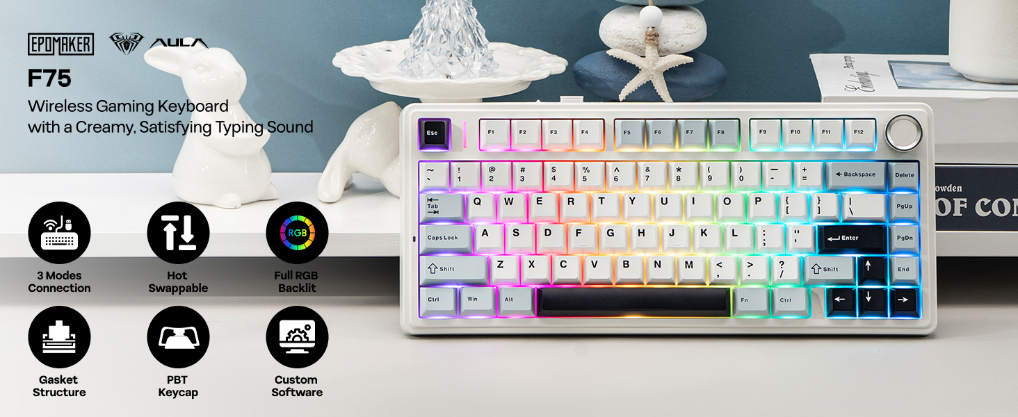 Amazon | EPOMAKER x Aula F75 ゲーミングキーボード ガスケット
