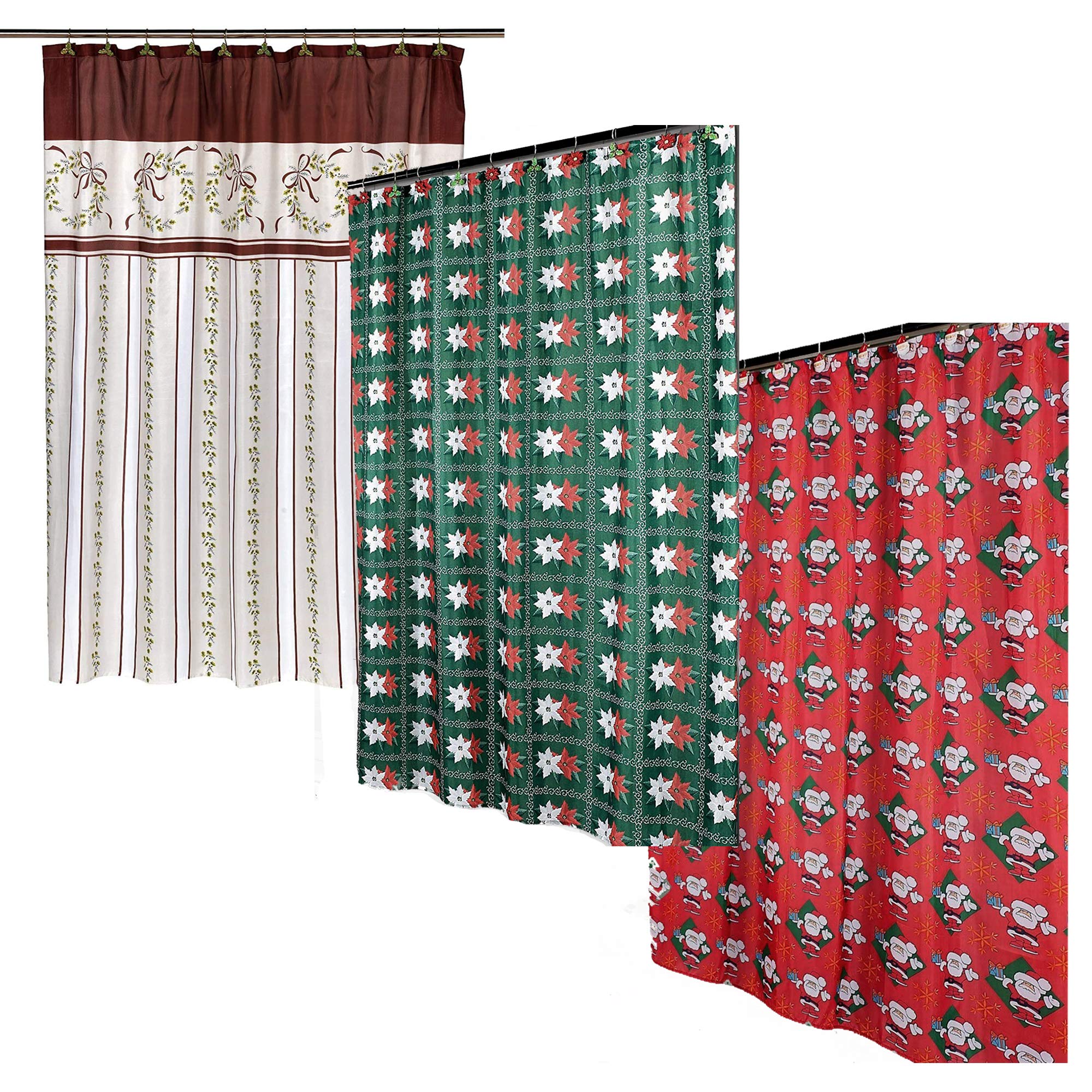 Rideaux de douche de Noël en tissu imperméable anti-éclaboussures aux motifs traditionnels