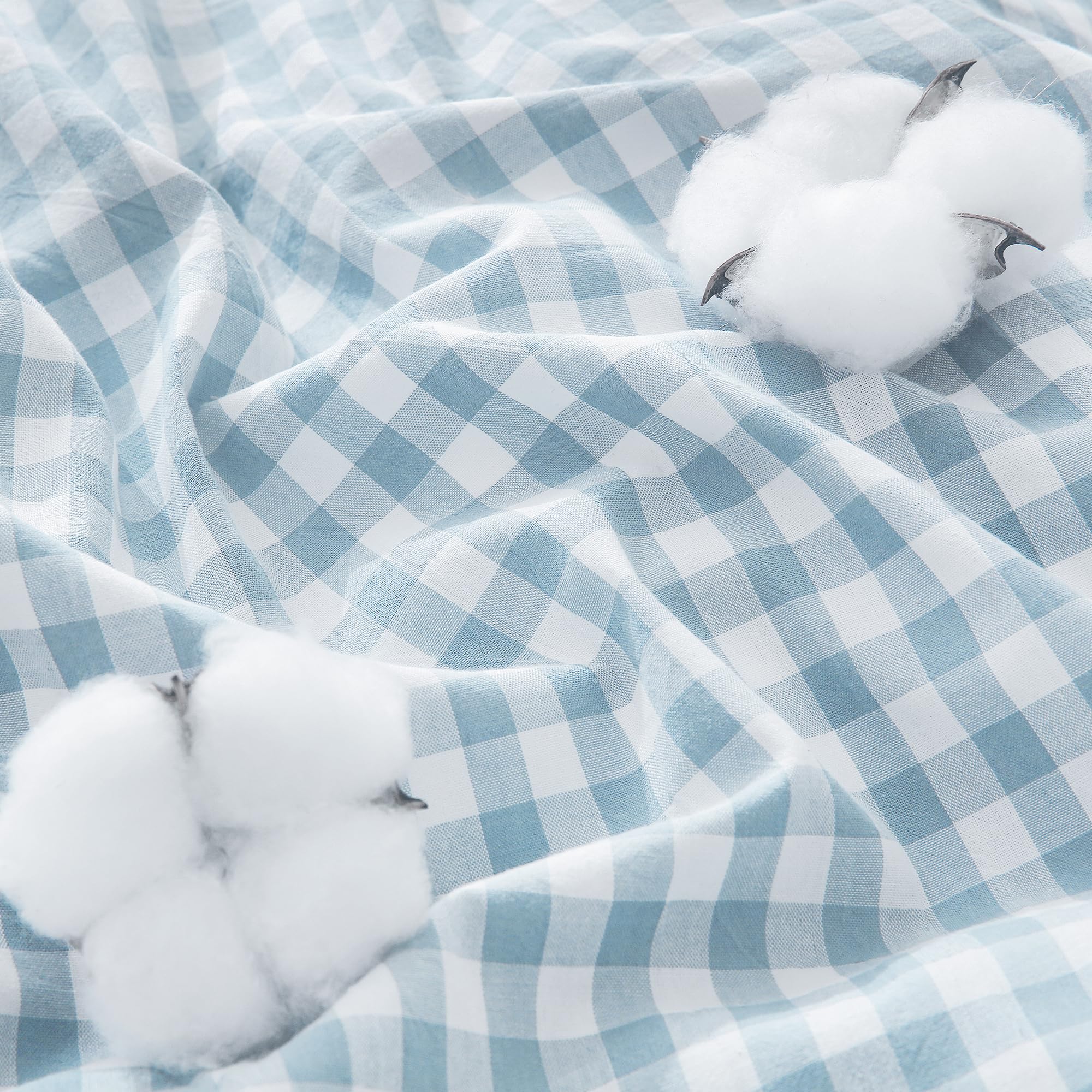 TOCOMOA Gingham Bettwäsche 135x200 Kariert 100% Gewaschene Baumwolle Set | Weich, reißbeständig,Leinenoptik und Atmungsaktiv Bettwaren mit Reißverschluss, 1 Bettbezug und 1 Kissenbezug 80x80 cm