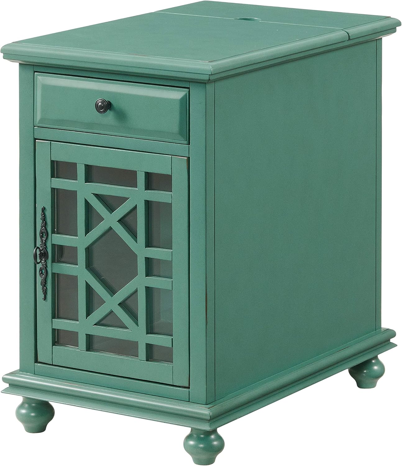 Martin Svensson Home Elegant Power Chairside End Table, 24 in x 16 in x 25 in, Antique Teal