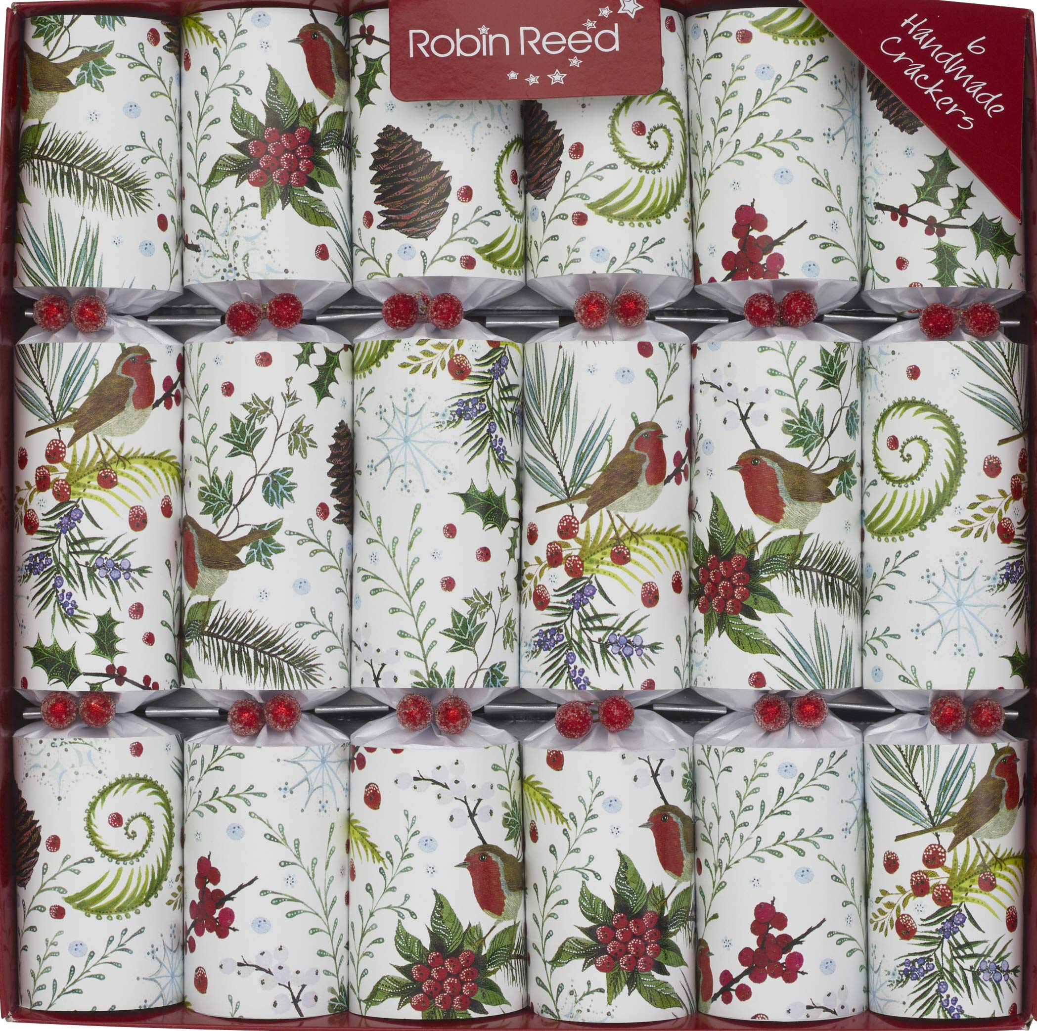 Robin Reed Red 6 X 12 Inch (30Cm) Handmade Christmas Cracker Festive Foliage - 61926