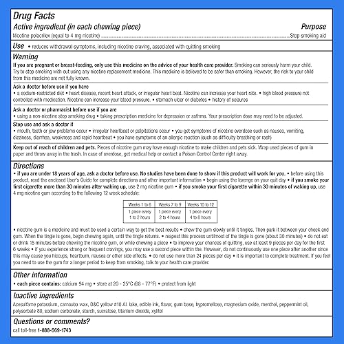 Miniatura 8 de Nicorette Goma de mascar de nicotina de 4 mg para ayudar a dejar de fumar, ayuda para dejar de fumar con sabor a menta blanca helada, 1 paquete, 160