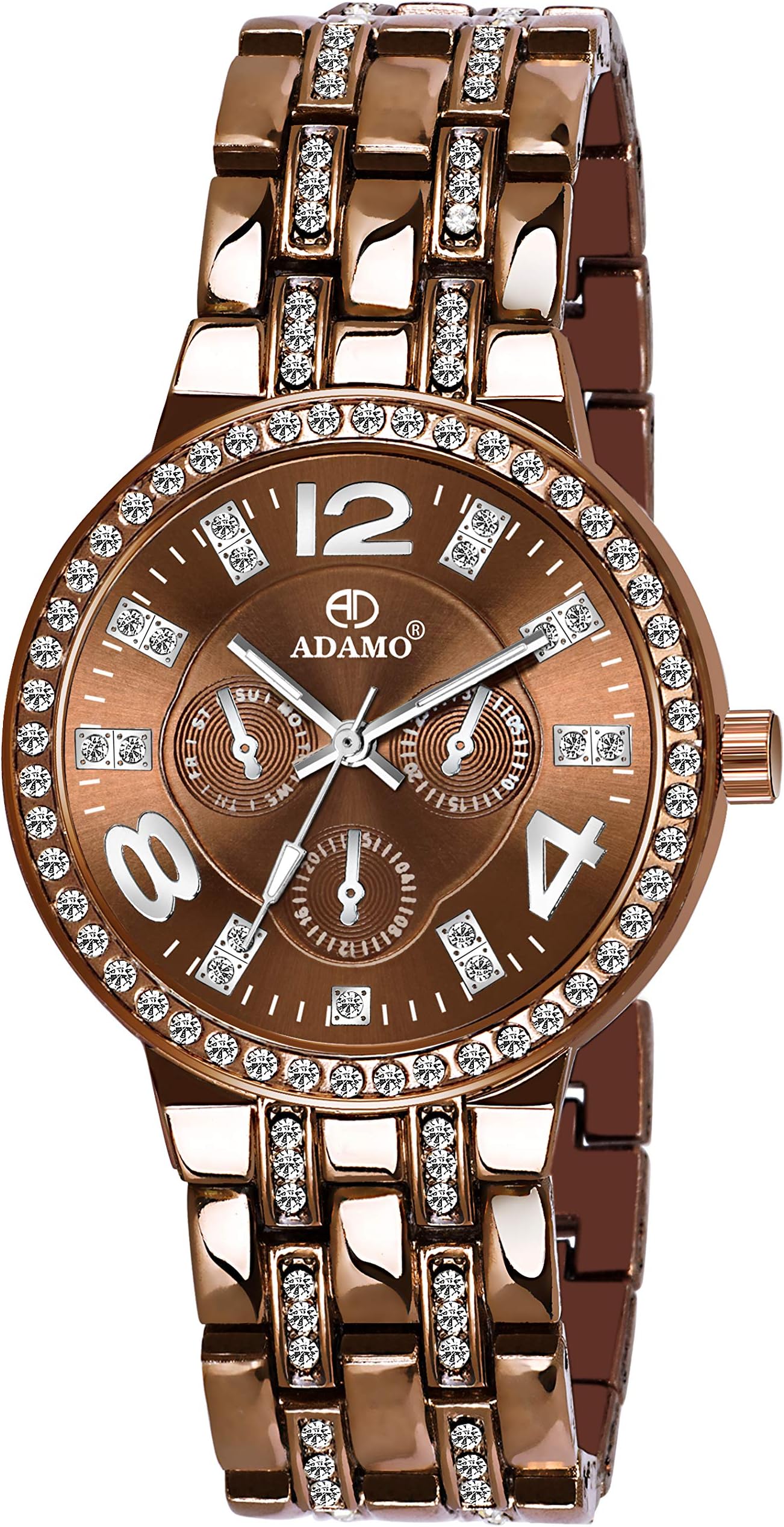 Adamo Bg-839 Designer Women's Analogue Watch (Brown And Golden)