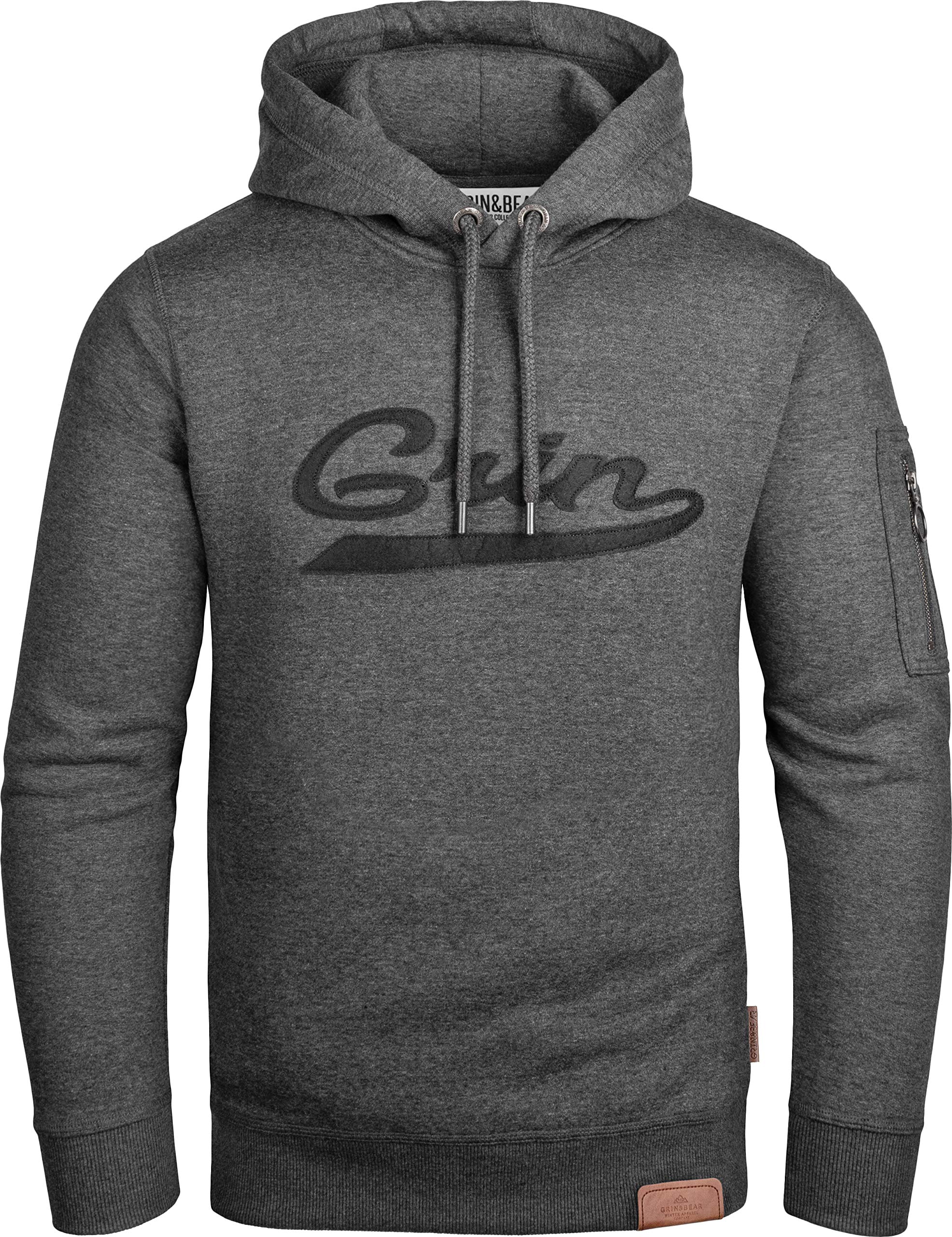 Grin&Bear Męska bluza z kapturem Crew Neck bluza z kapturem z kieszenią na rękawie GEC543