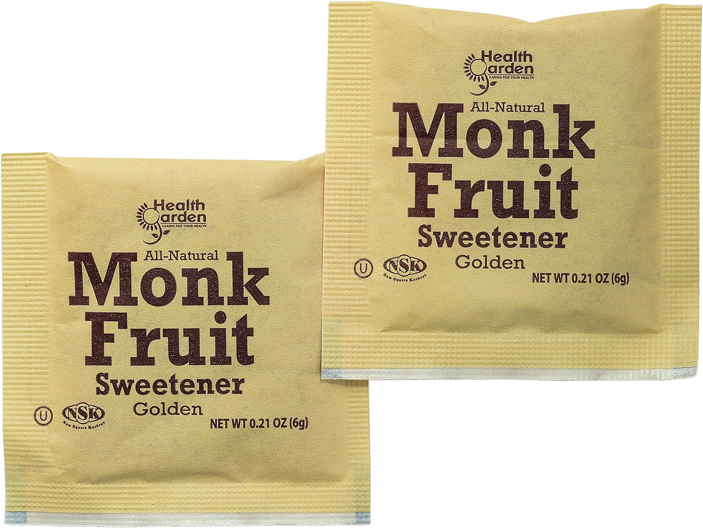 Health Garden Monk Fruit Sweetener, Golden - Non GMO - Gluten Free - Sugar Substitute - Kosher - Keto Friendly (1000 Packets)