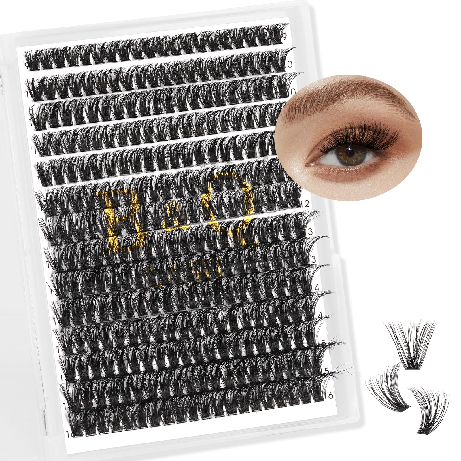 280pcs Eyelash Extensions Lash Clusters Individual Lashes (9-16 MIX, 55D-D)