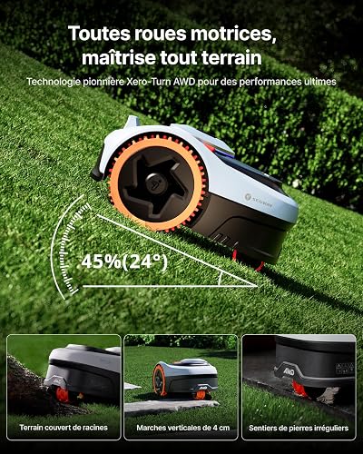 Segway Navimow i205 AWD Robot tondeuse et Garage S, Trois roues motrices, monte les pentes jusqu'à 45%, EFLS NRTK + Vision, Cartographie automatique, sans antenne, jardin de 500 m²(expédié séparément) - 2