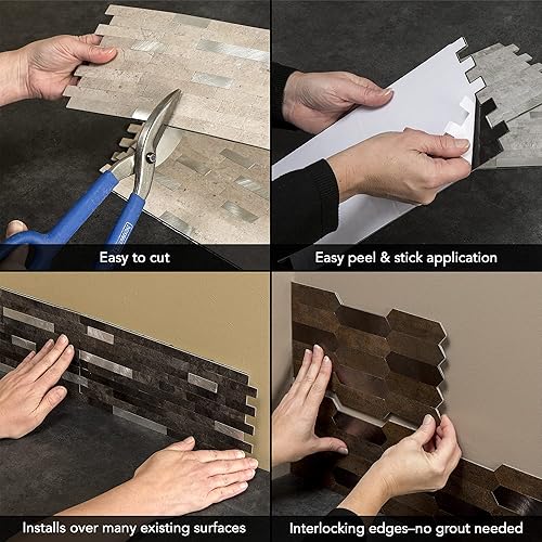 Miniatura 6 de Aspect Azulejos de Cocina Autoadhesivos en Gris Subway (Paquete de 5)