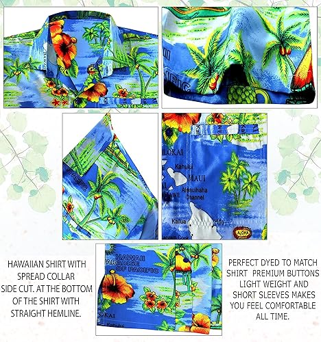 Miniatura 3 de LA LEELA Mens Hawaiian Shirts Short Sleeve Button Down Shirt Men's Hawaii Shirts Boho Holiday Summer Beach Shirts for Men