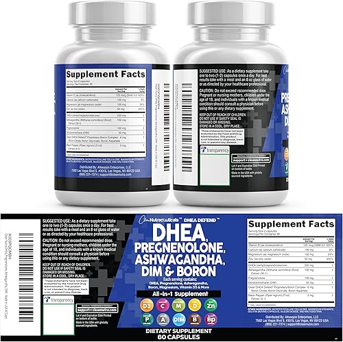 Miniatura 8 de DHEA 200mg Suplemento Pregnenolone 100mg para hombres y mujeres con DIM Ashwagandha Boro 6mg Complejo Calcio Magnesio Zinc 50mg Vitamina D3 5000 iu