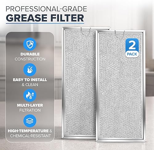 Miniatura 2 de Filtro de grasa para microondas compatible con microondas Whirlpool y GE, paquete de 2 unidades de aproximadamente 13 x 6 pulgadas