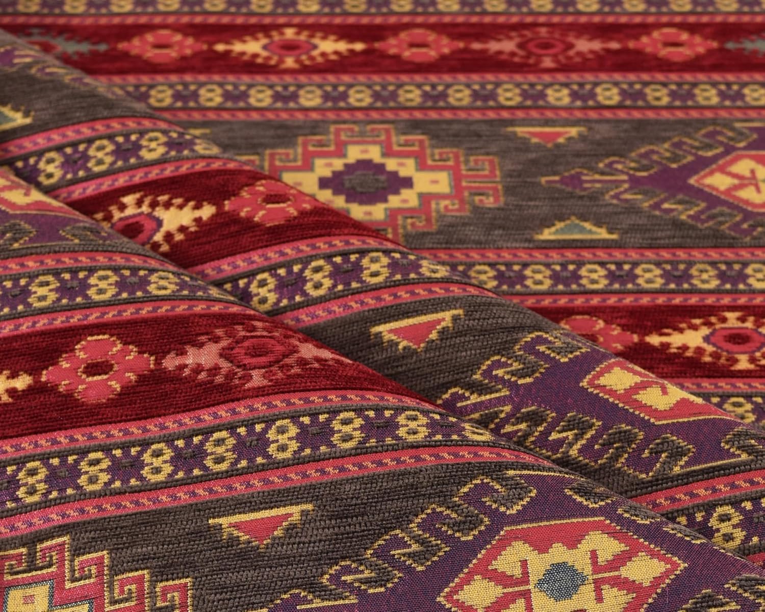 Kilim Pattern Upholstery Fabric Kilim Bohemian Boho Tapestry Tribal Southwestern Turkish Moroccan Mexican Ethnic Fabric by The Yard (1 Yard (55" x 36"))