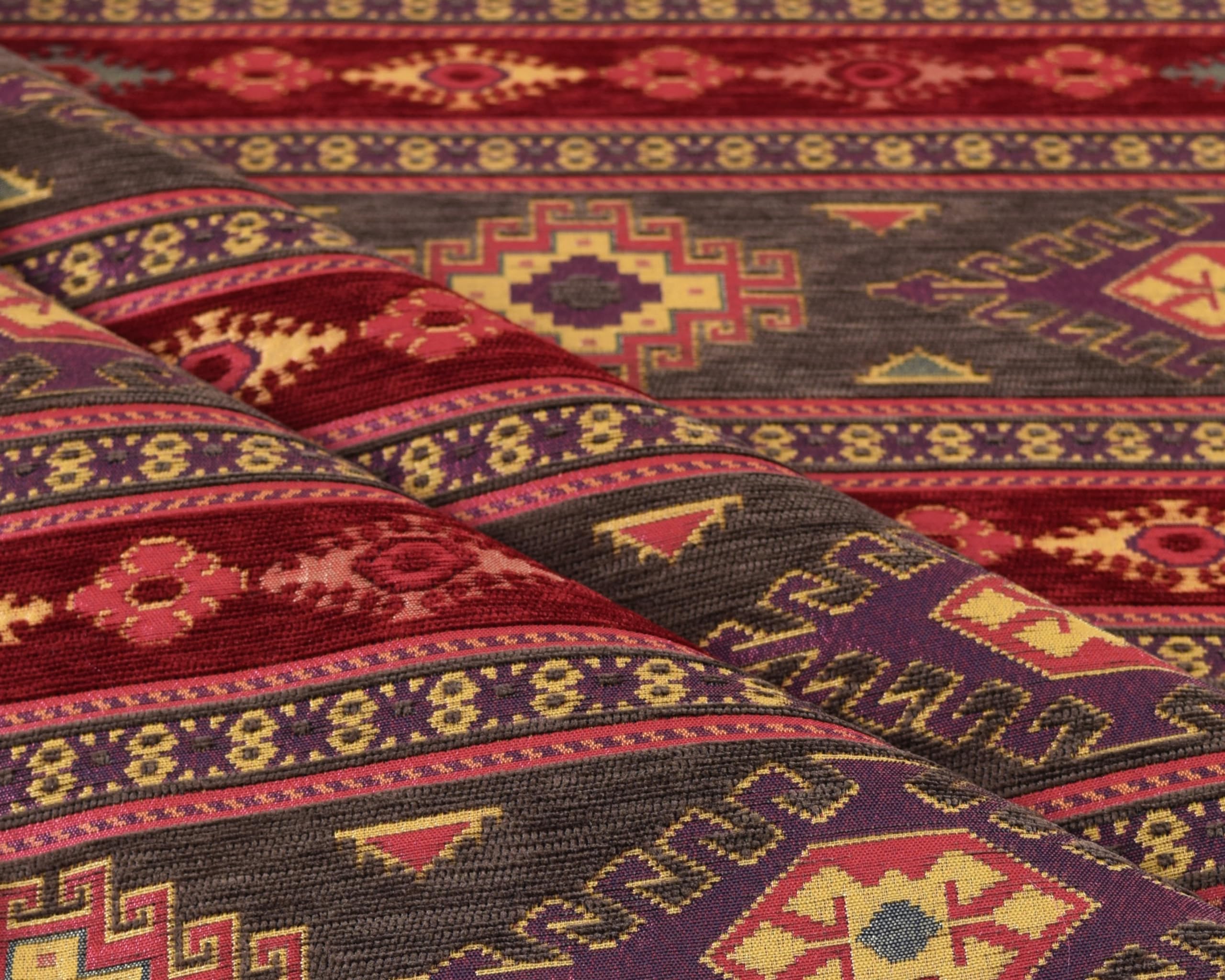 Kilim Pattern Upholstery Fabric Kilim Bohemian Boho Tapestry Tribal Southwestern Turkish Moroccan Mexican Ethnic Fabric by The Yard (1 Yard (55" x 36"))