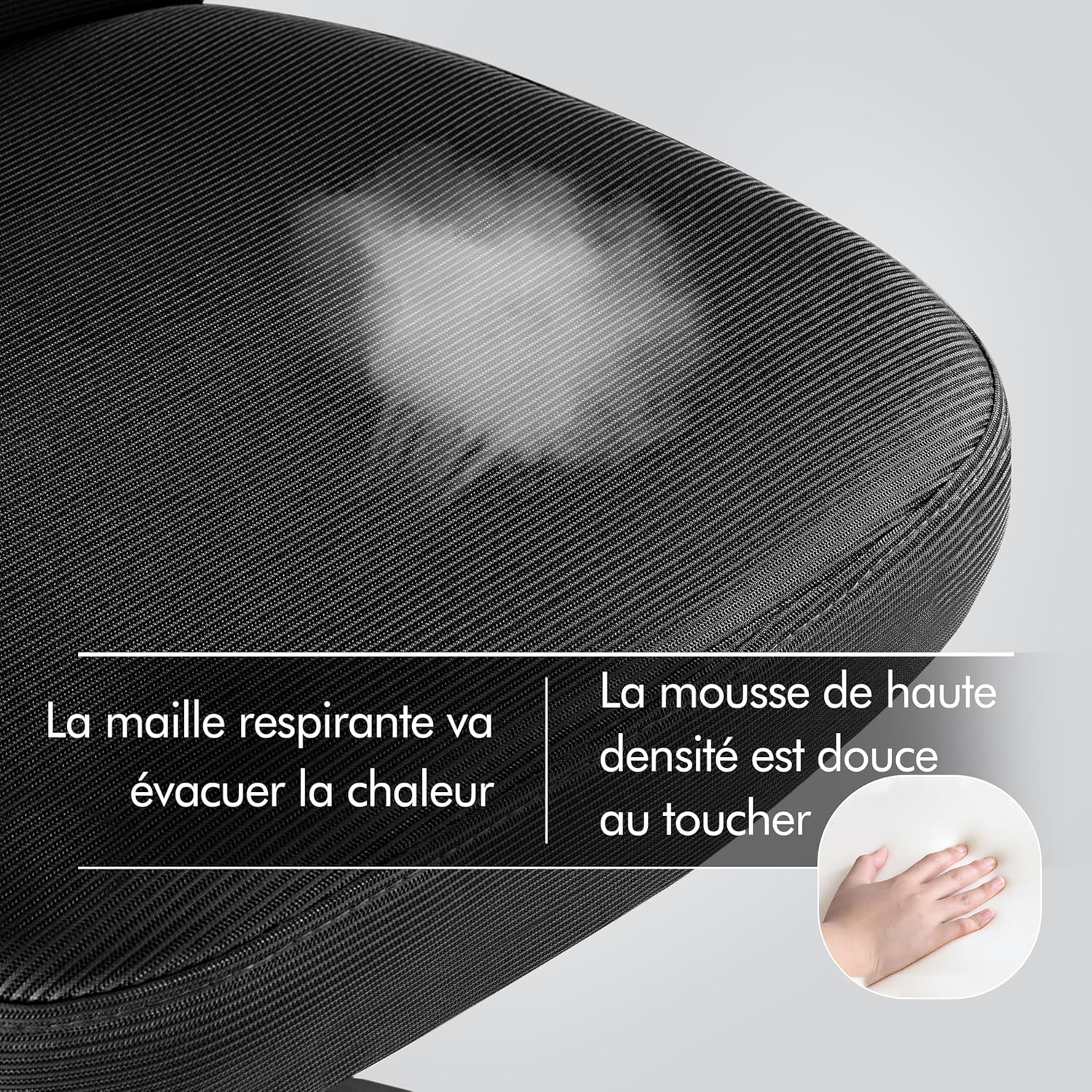 Close-up of breathable mesh and high-density foam