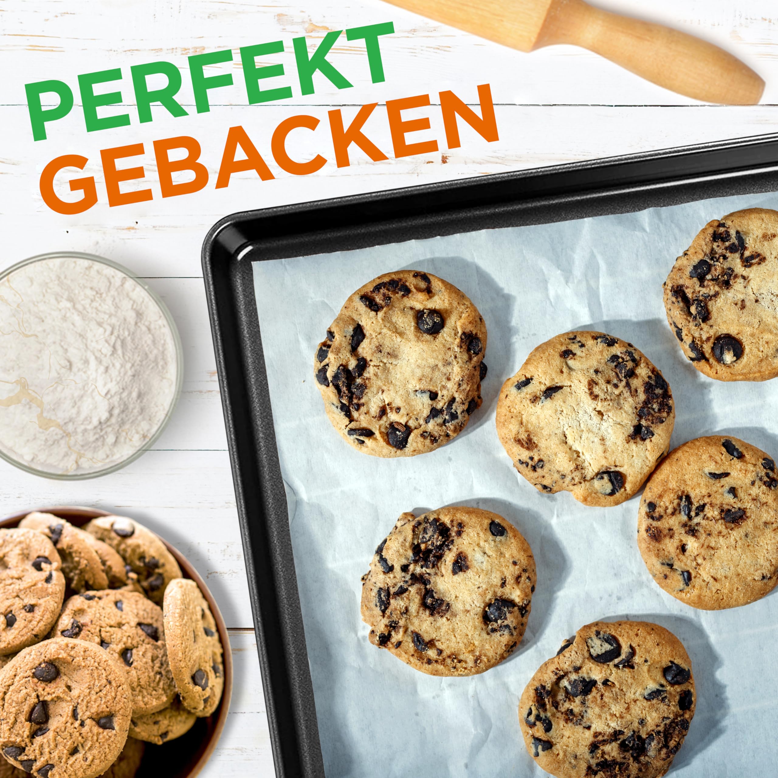 NutriChef XL Backform Backblech Antihaftbeschichtet – Baking Tray, Baking Sheet – Backofenblech 55,6 x 40cm, Backbleche hoher Rand als Kuchenblech, Backblech für Plätzchen, Kekse & Gebäck aus Stahl