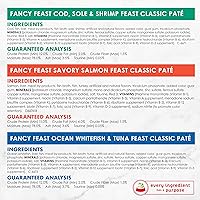 Vista 6 de Purina Fancy Feast Seafood Classic Pate Collection - Paquete variado de alimentos húmedos para gatos, sin granos, (paquete de 24), latas de 3 onzas