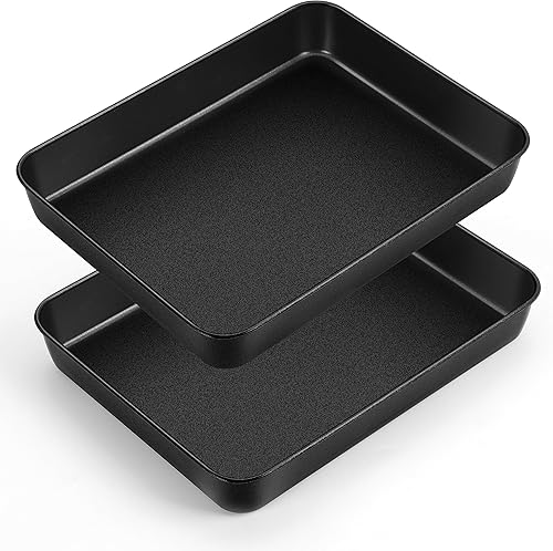 Miniatura 8 de TeamFar Moldes para lasaña, molde rectangular para tartas de 9.4 x 7 x 2 pulgadas con revestimiento antiadherente negro y núcleo de acero