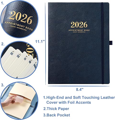 Miniatura 6 de Agenda de citas 2026, libro de citas semanal, enero de 2026 a diciembre de 2026, 8.5 x 11 pulgadas, agenda diariapor hora con intervalo de 15