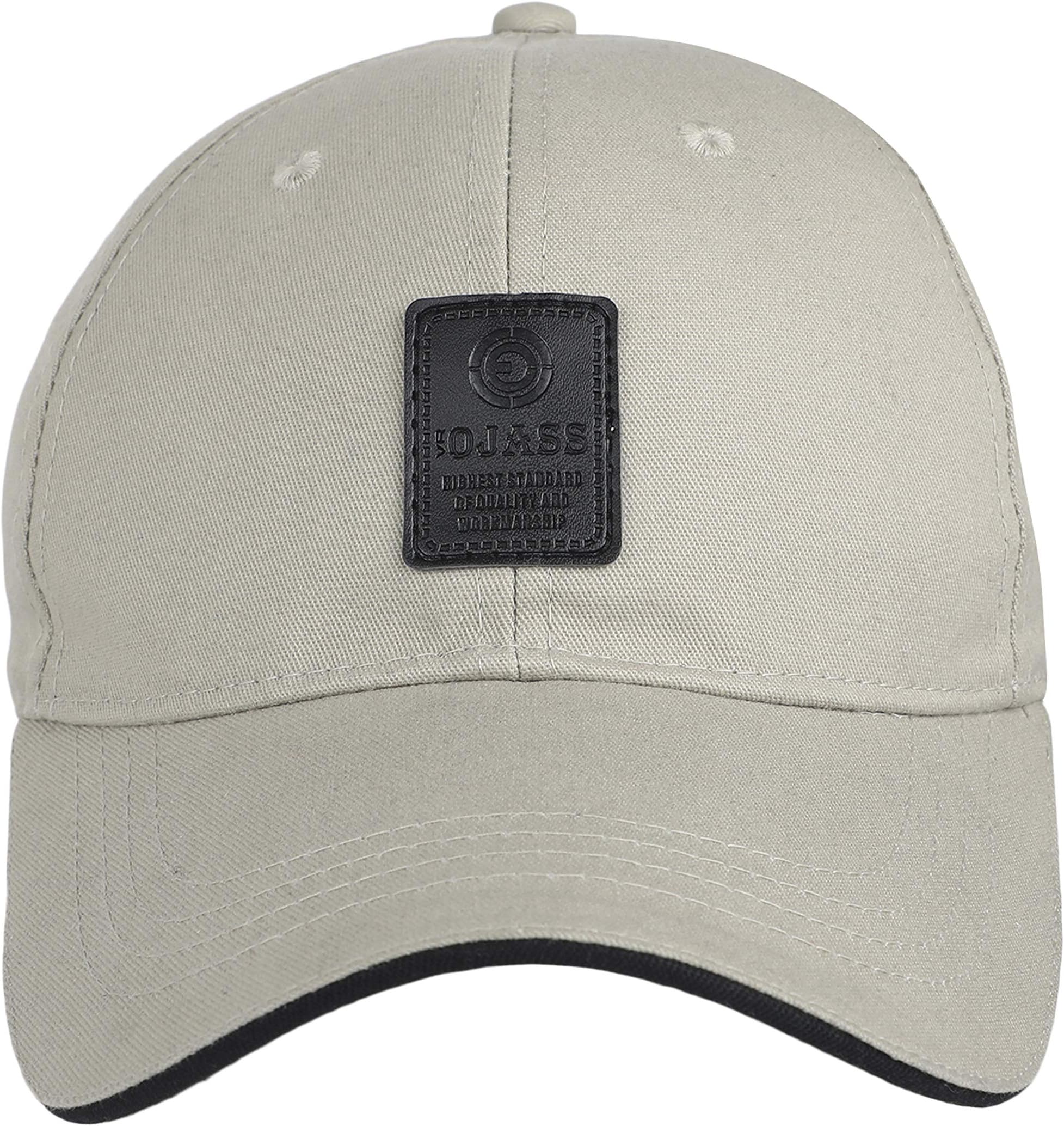 VROJASS Applique Free Size Men's Beige Cotton Cap for Hunting, Fishing, Outdoor Activities(VROC-BE-P)