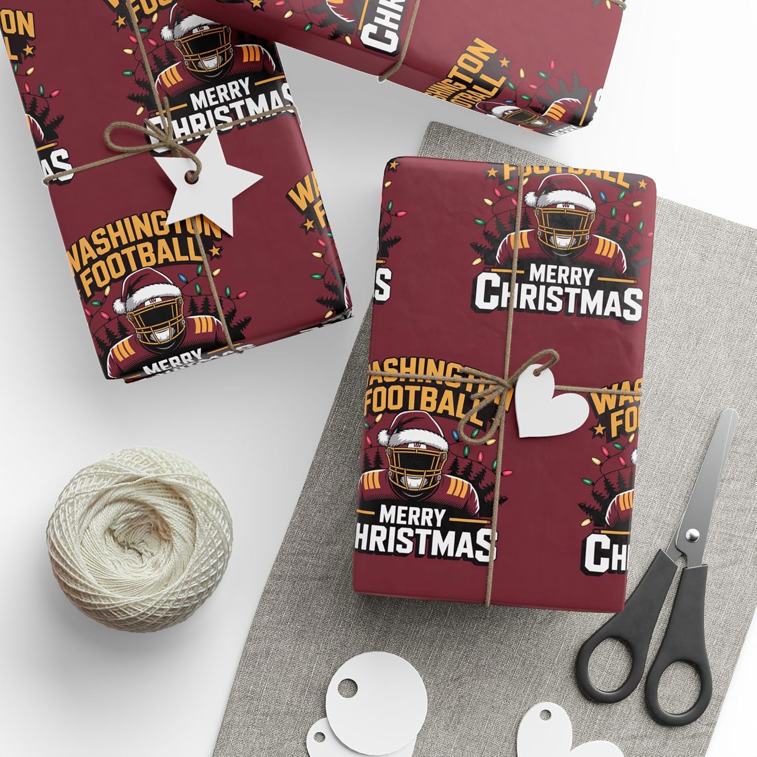 Washington Football Merry Christmas Sports Gift Wrap, Holiday Present Wrap, Christmas Gift Wrap, Gift Packaging