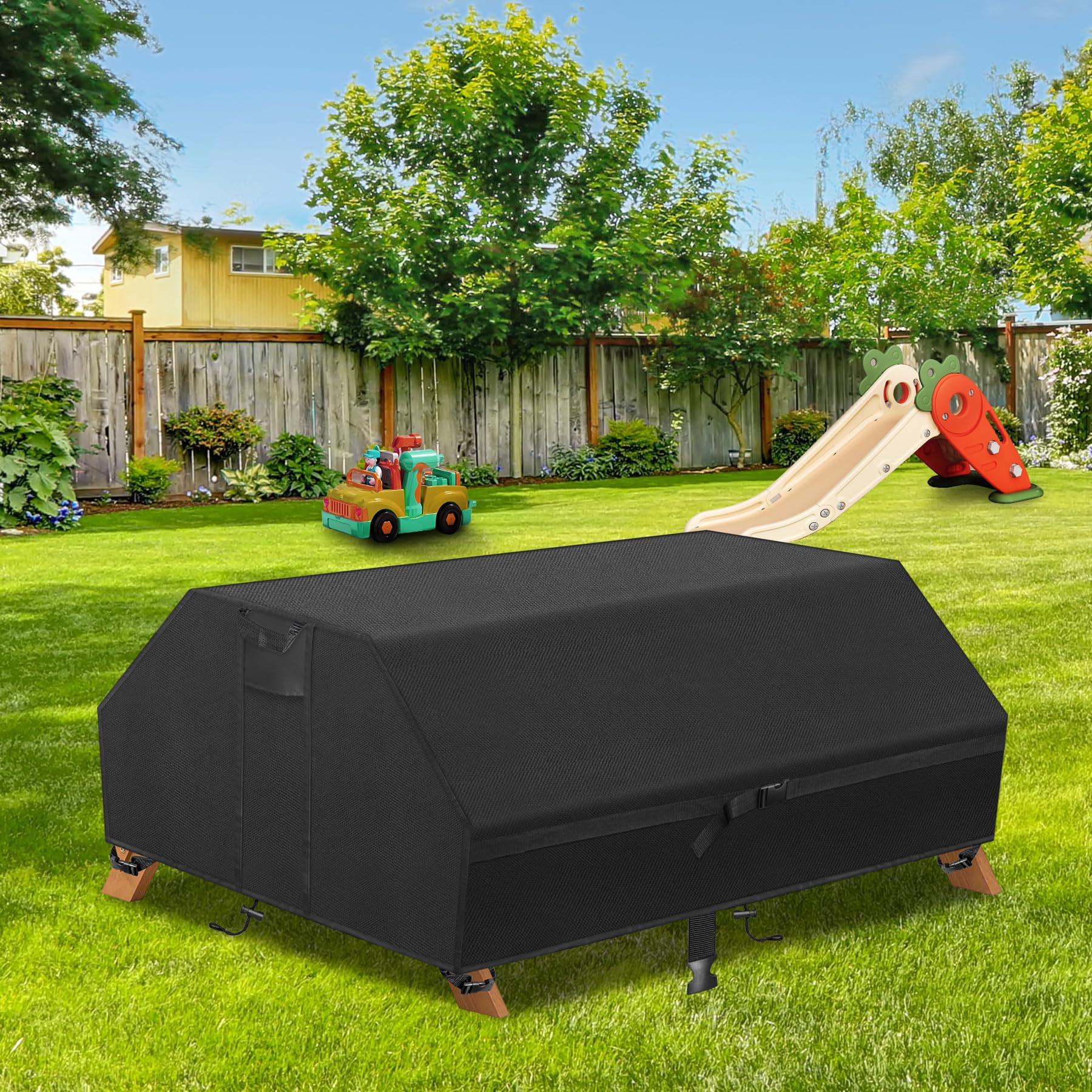 Housse de table de pique-nique pour enfants, résistante et imperméable, en tissu Oxford 600D Kovshuiwe, coupe-vent, anti-poussière et anti-UV, 96 cm (L) x 92 cm (W) x 49,5 cm (H)
