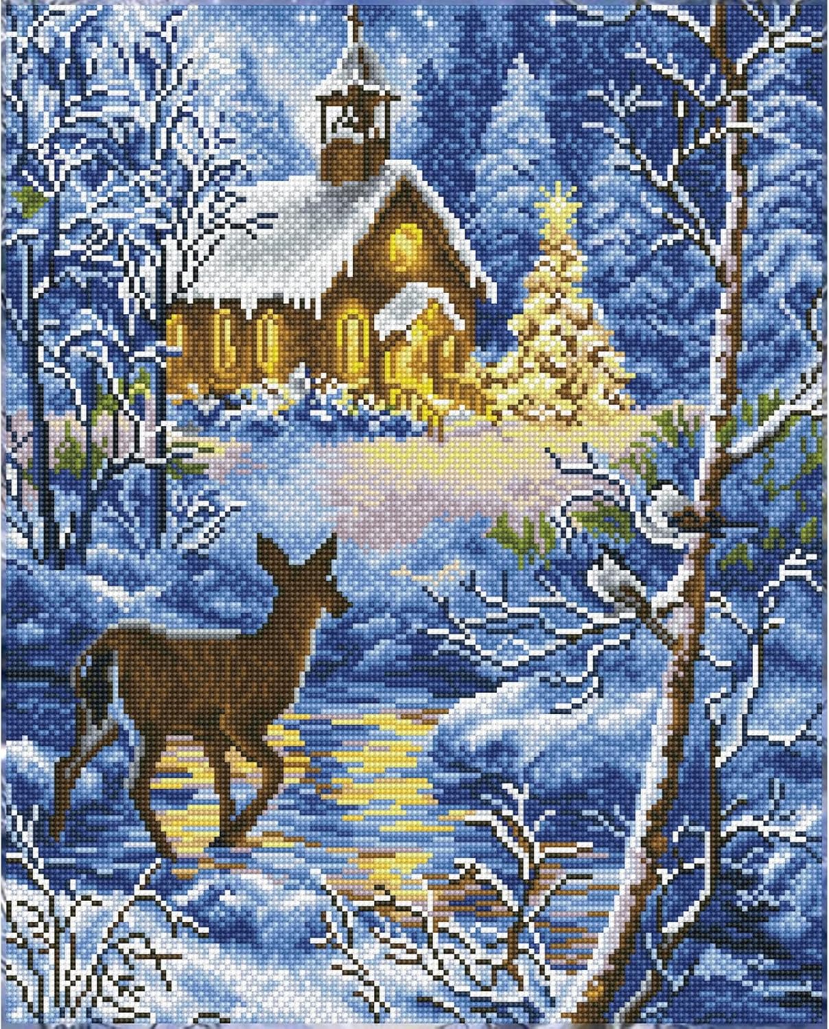 DIAMOND DOTZ Chapel in The Snow Diamond Painting Kits for Adults - Diamond Art Kits a Relaxing Creative Craft Kit with Dotz Gems 16.1x20.1