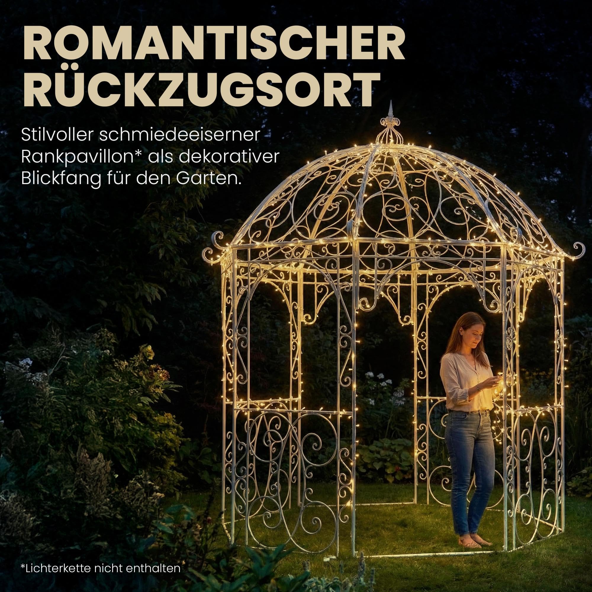 CLP Rosenpavillon aus Eisen Leila, Gartenpavillon im Jugendstil nostalgisch, Rankhilfe pulverbeschichtet für Kletterpflanzen und Rosen, Farbe:anthrazit