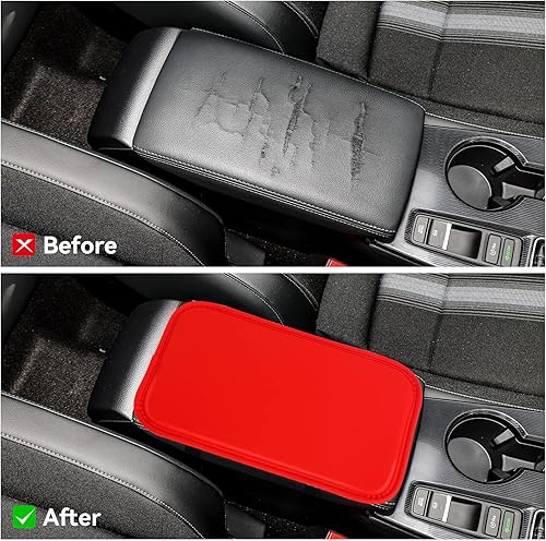 Vista 4 de Amiss Almohadilla de cuero sintético para consola central, protector universal para reposabrazos de automóvil, impermeable, antideslizante, suave