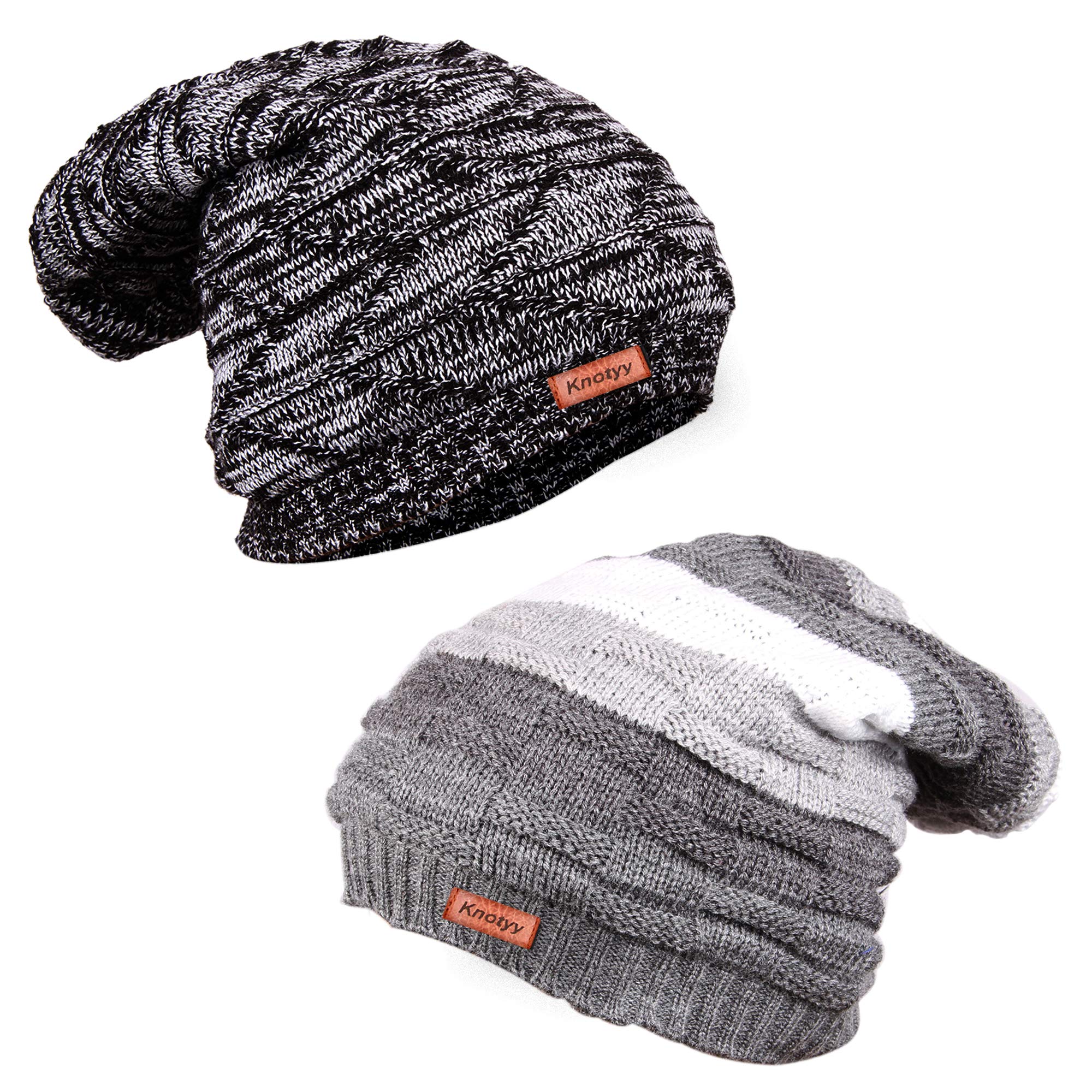 Knotyy Winter Cap for Man | Woolen Cap for Men for Winter | Winter Cap for Men | Beanie Cap for Men - (Pack of 2) Multicolour