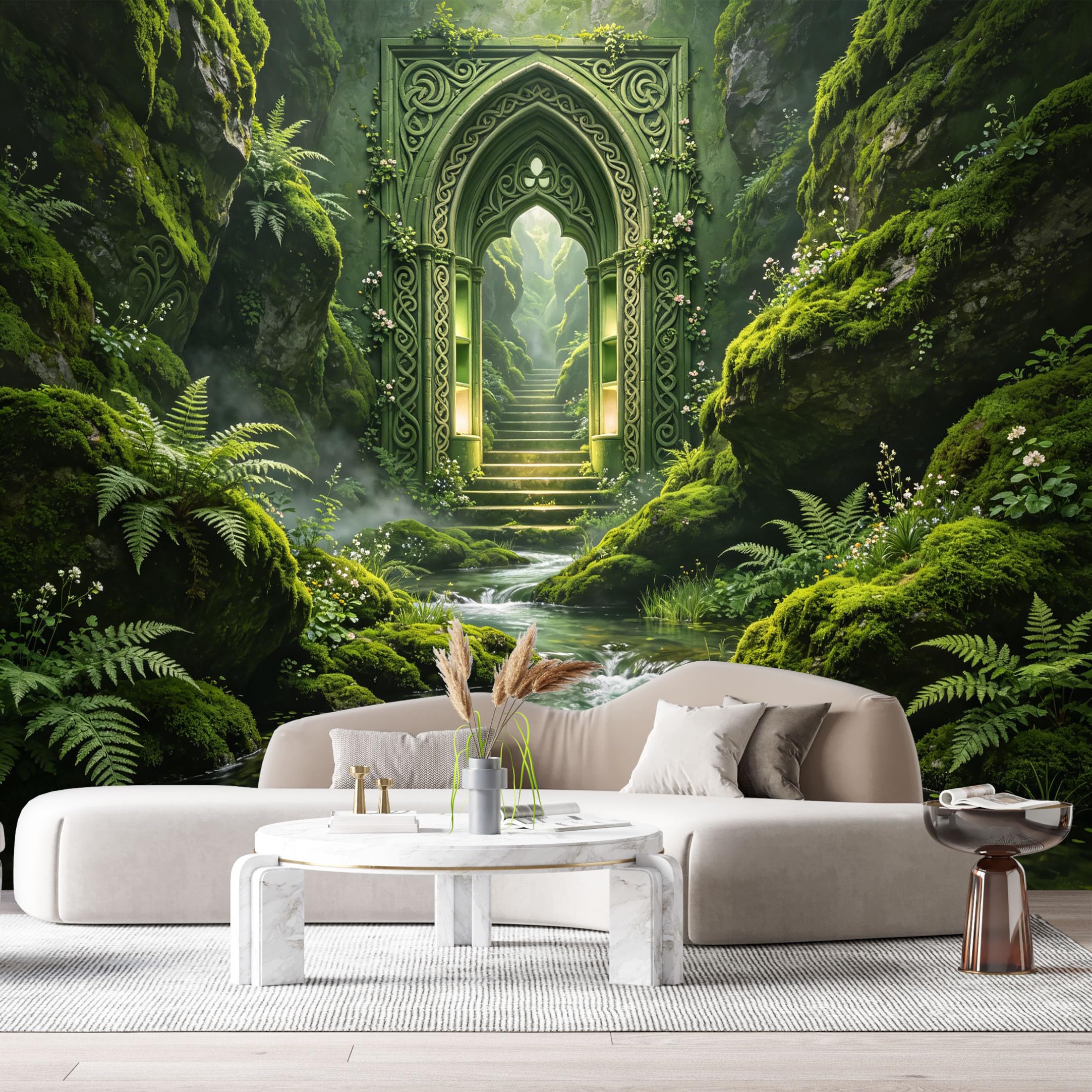 Custom Size Wall Murals Gothic Fantasy Forest Knotwork Portal 3D Trompe L'Oeil SelfAdhesiveWall Fabric Removable Wallpaper Wall Decor for Living Room Bedroom Bathroom