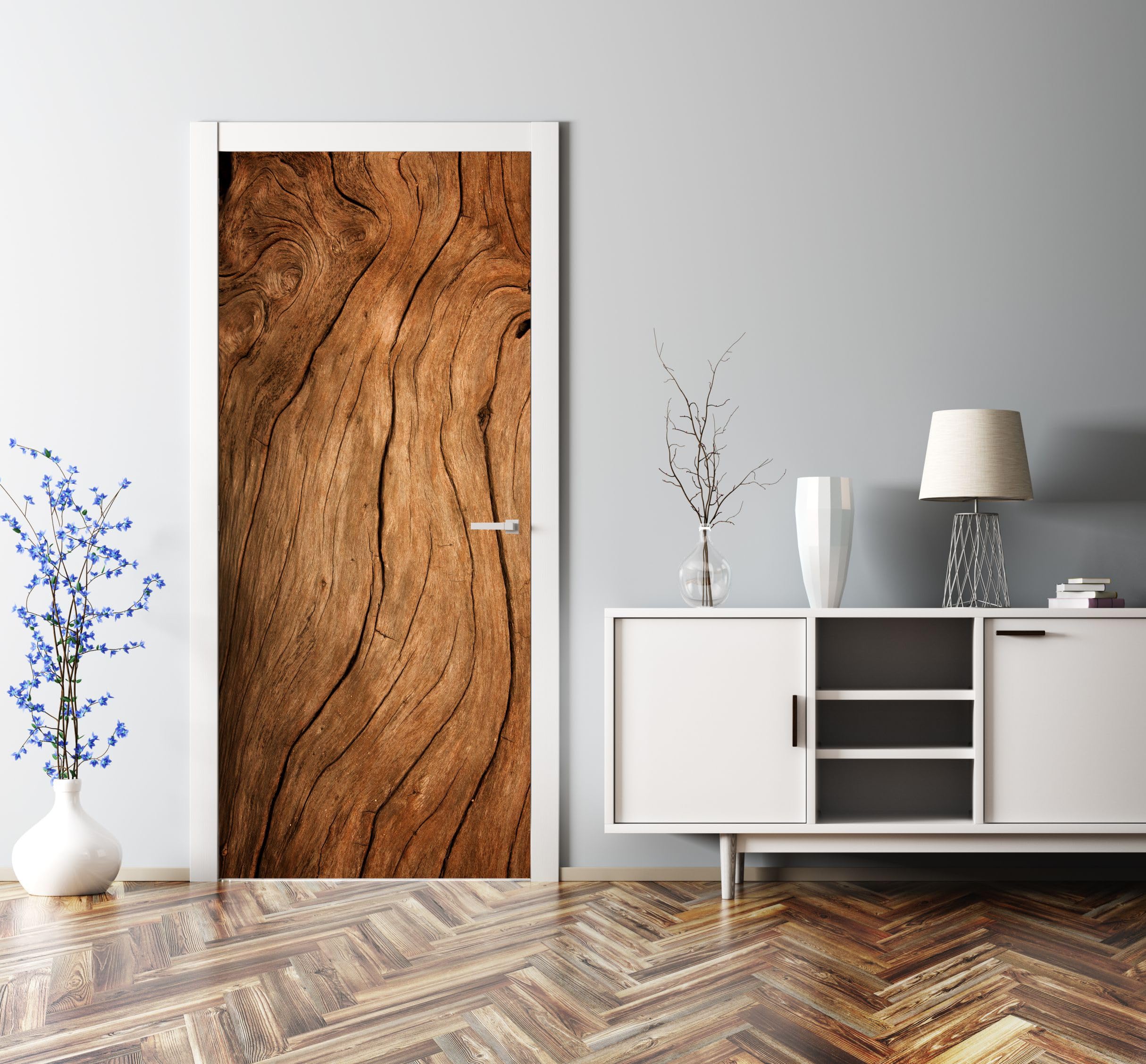 Türwandbild - Selbstklebende Türaufkleber - Wandbilder Aufkleber - Fantasi, Kunst, Leinwand Tapete - Türaufkleber - für Türen, Möbel, Schränke, Spiegel - 95x205cm - Natürliches Holz