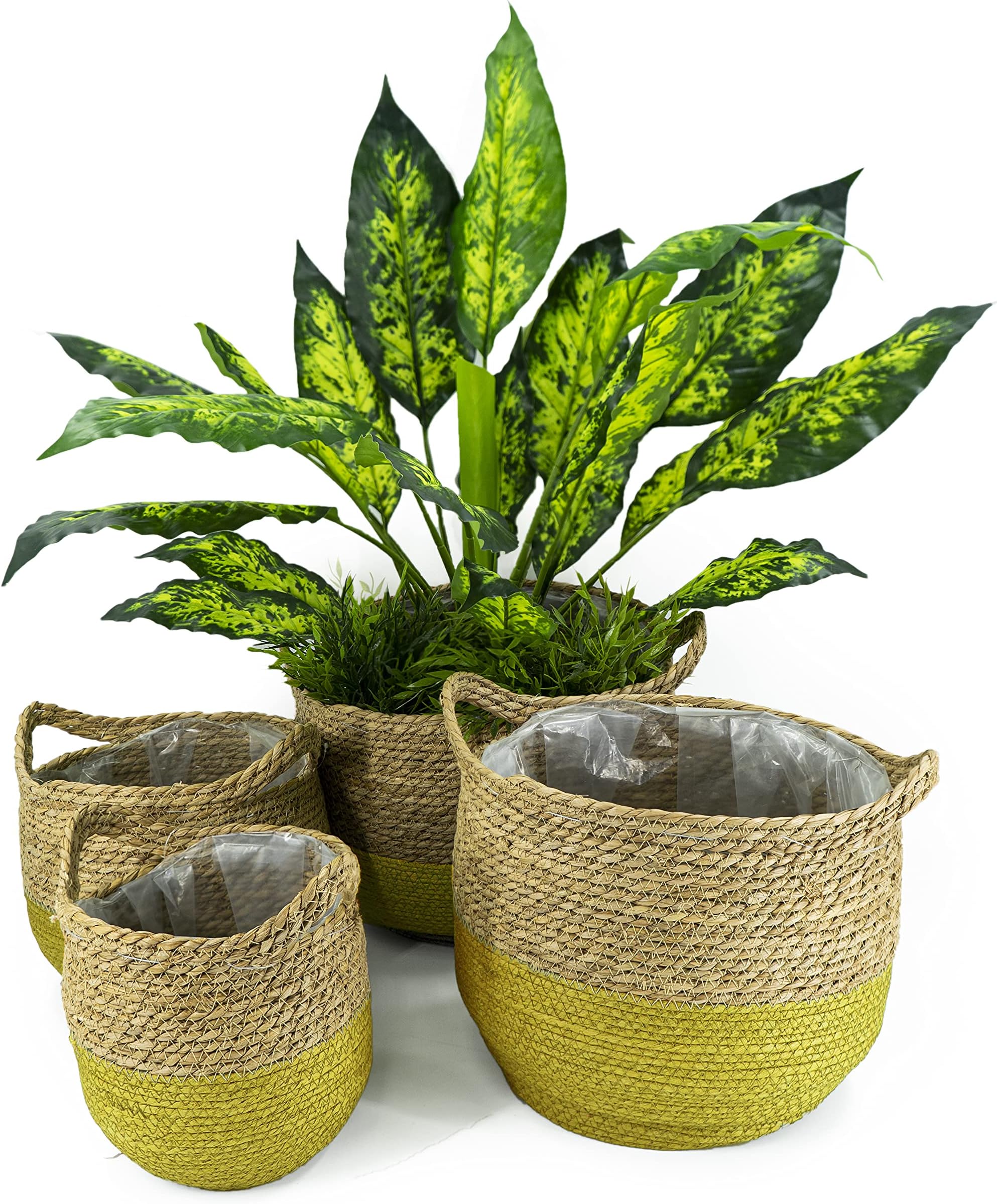 NOOR Living Design Products 38324 Basket Set 4-Piece Seagrass Natural Mustard M