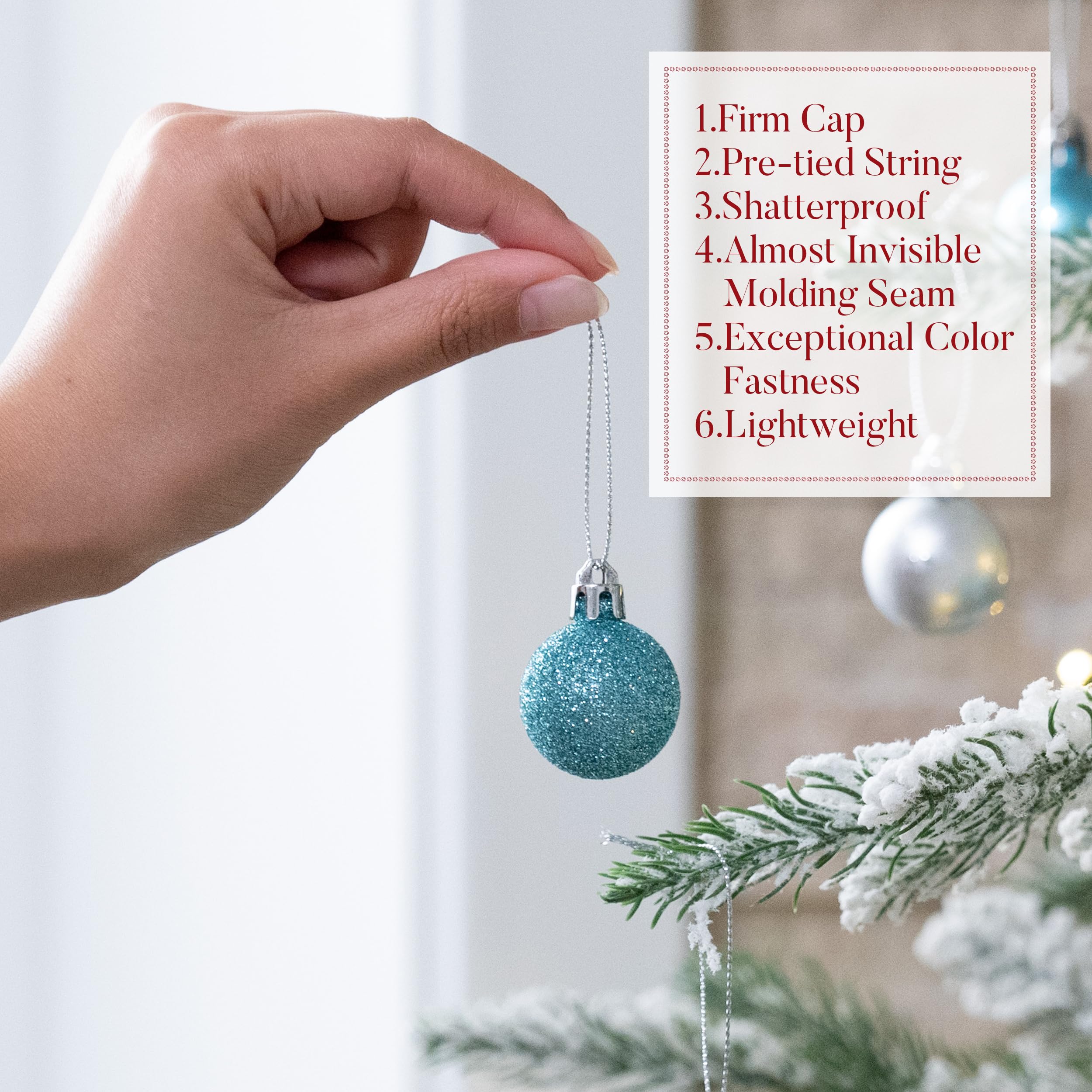 Valery Madelyn Lot de 100 boules de Noël incassables Motif Winter Wishes Argenté et bleu 30 mm