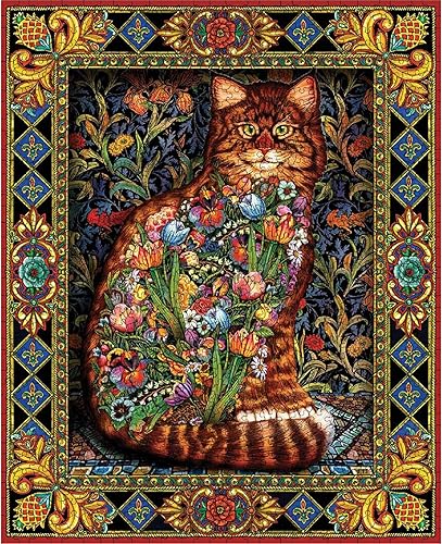 White Mountain Puzzles Tapestry Cat - Rompecabezas de 1000 piezas