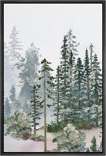Miniatura 7 de SIGNWIN Lienzo enmarcado para pared, decoración del bosque del cuarto del bebé, vibrante otoño pastel, montaña, bosque, naturaleza, arte moderno,