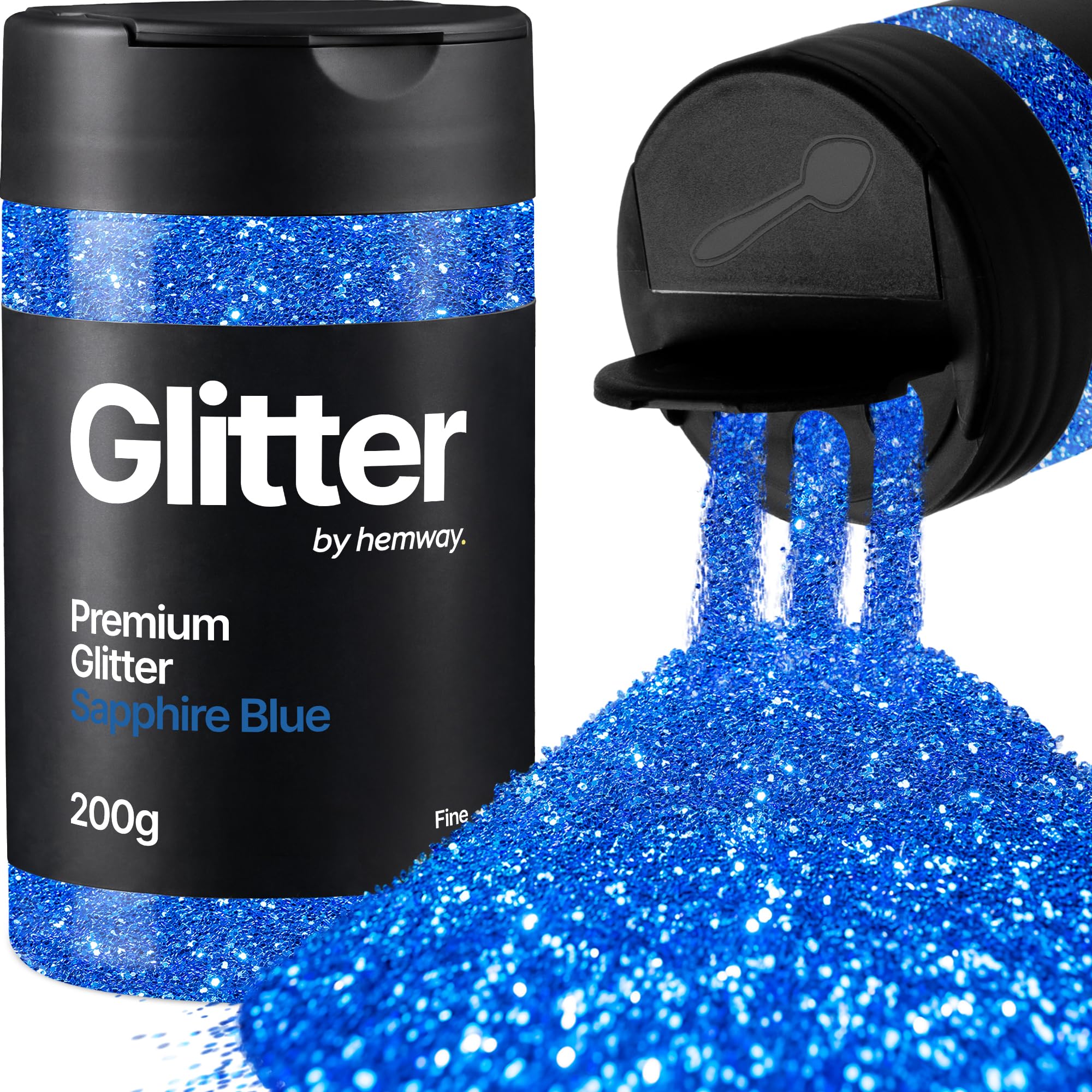 Hemway Sapphire Blue Glitter Shaker, 200g Fine Glitter for Crafts Metallic Flake Sequins for Resin & Epoxy Crafts for Decorating, Halloween, Christmas, Nail, Face, Art — image 1