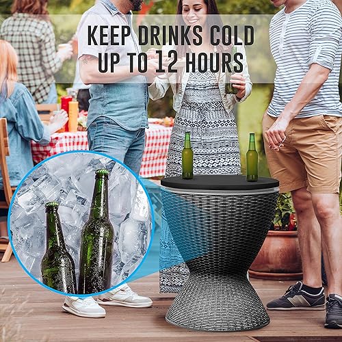 Miniatura 10 de SereneLife Mesa de bar fresca para exteriores, enfriador de cerveza y vino de 7.5 galones, muebles de patio y mesa auxiliar de bañera de