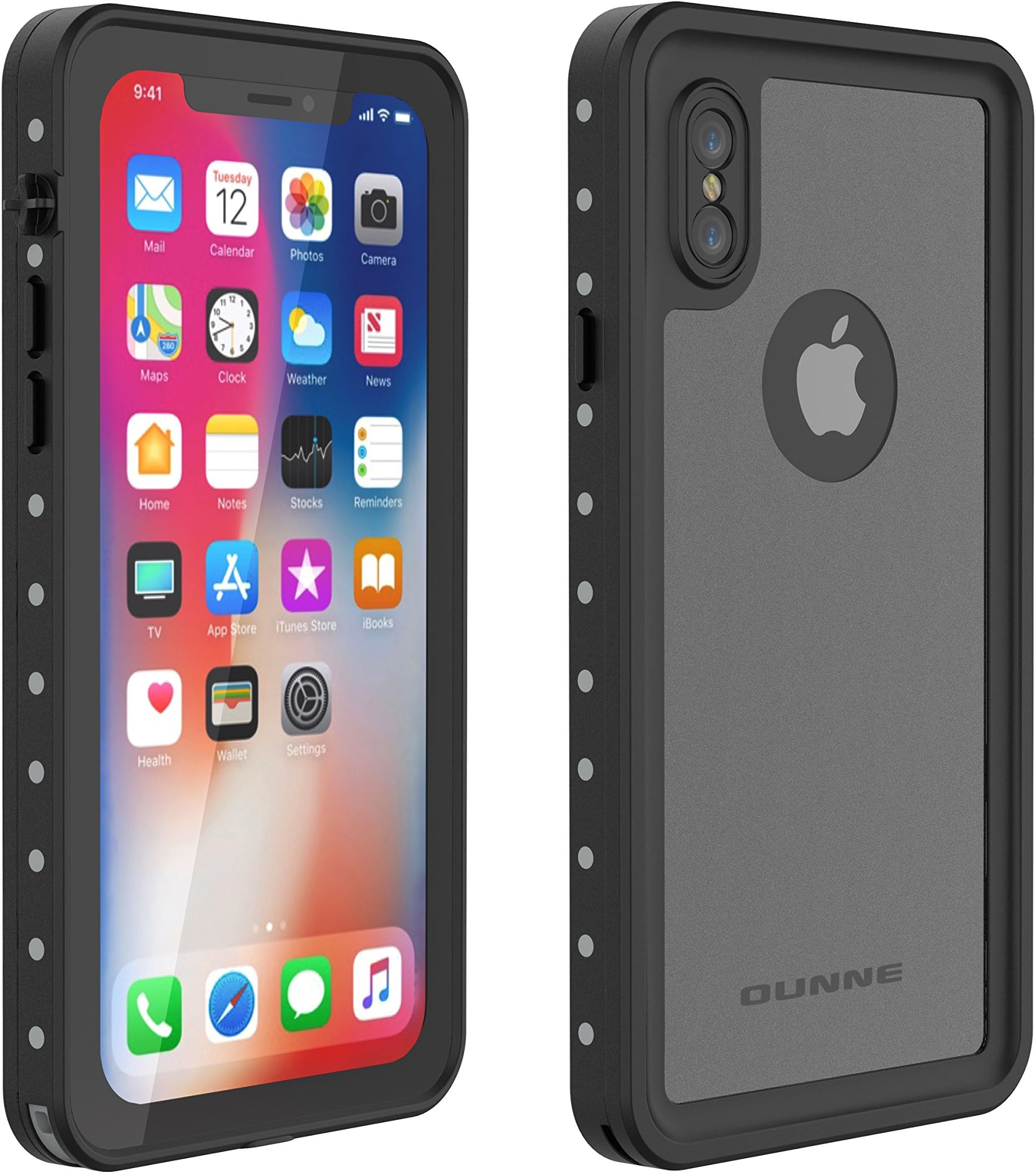 Waterproof Case, Underwater Full Sealed Cover Snowproof Shockproof Dirtproof Waterproof Case with Built-in Screen Protector for (Black-Translucent Cover)