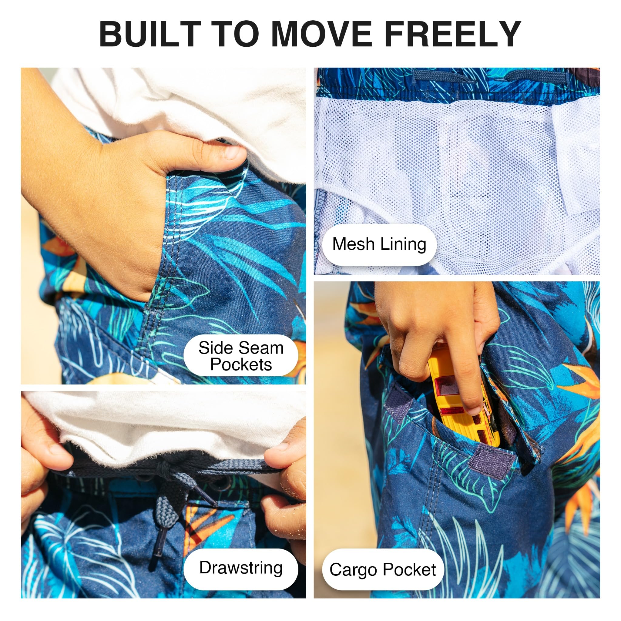 Kanu Surf Zipline Quick Dry UPF 50+ Beach Swim Trunk Costume a Pantaloncino Bambini e Ragazzi (Pacco da 1)