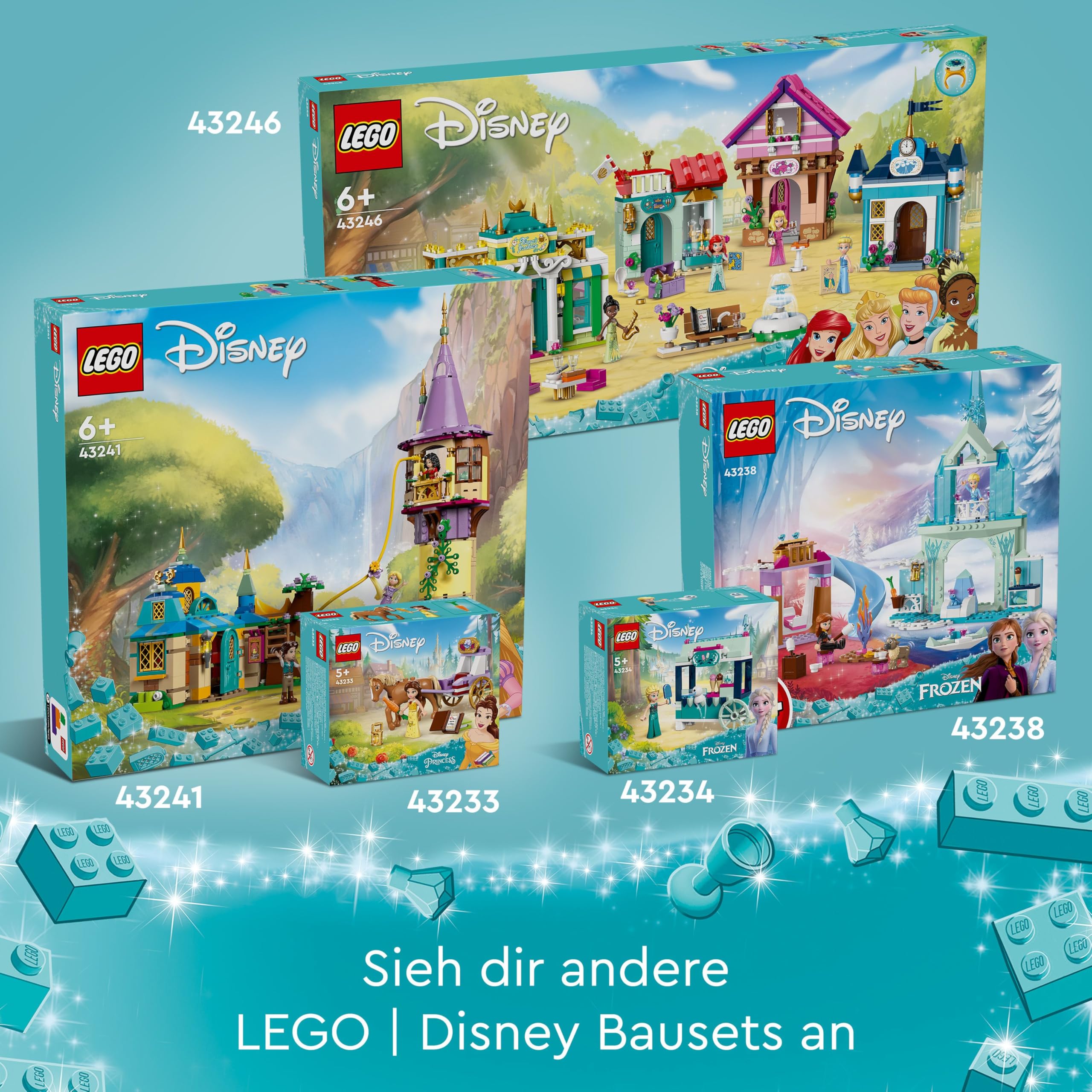 LEGO Disney Frozen Elsas Eispalast, Eiskönigin-Schloss-Spielzeug mit Prinzessin ELSA und Anna Puppen, Plus 2 Tierfiguren, tolles Geschenk für 4-jährige Mädchen und Jungen 43238