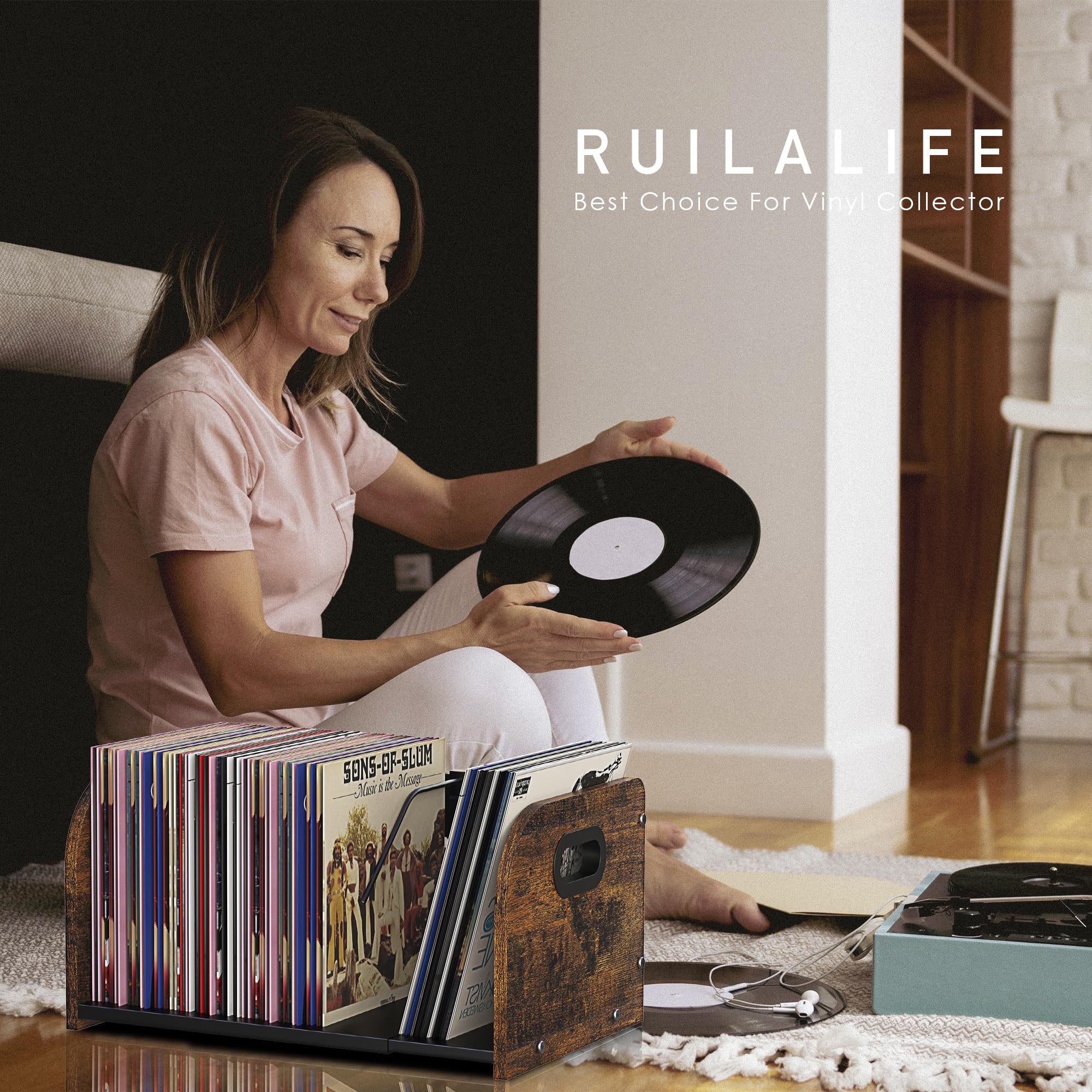 Soporte de almacenamiento de discos de vinilo, soporte expandible con divisor móvil, almacenamiento de álbumes de 110 LP para discos de vinilo, soporte de vinilo, estante de exhibición de discos,