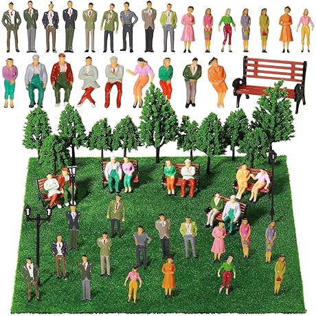 Sratte 55Pcs Architectural Scale Figures for Train Layouts
