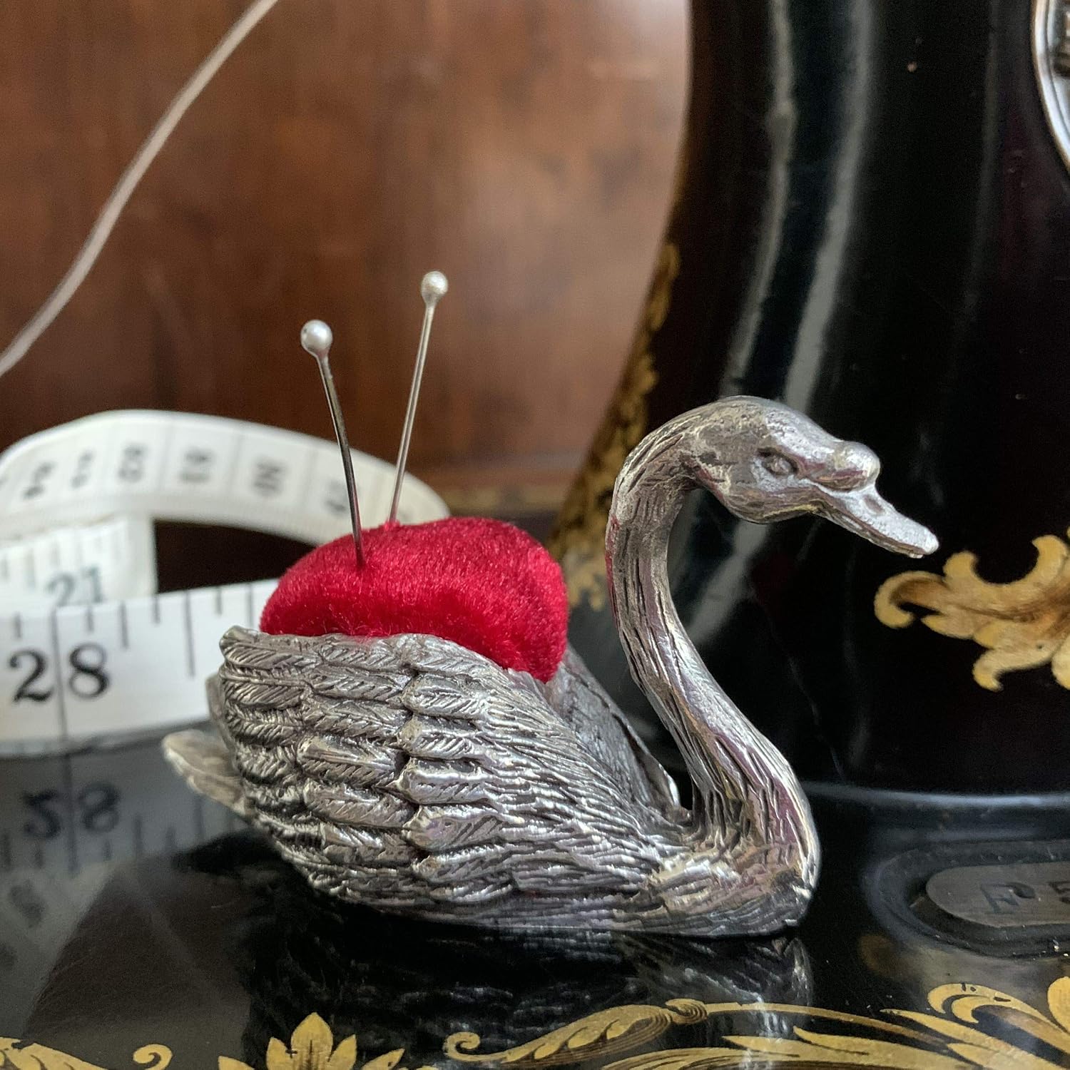 Wentworth Pewter - Swan Pewter Pincushion - 55mm x 40mm x 25mm