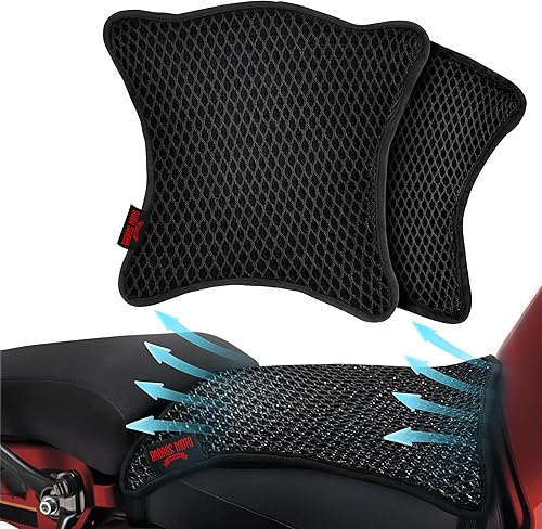 Badass Moto Funda de asiento de motocicleta de malla fresca, almohadilla de asiento de motocicleta de flujo de aire máximo, cojín de asiento de