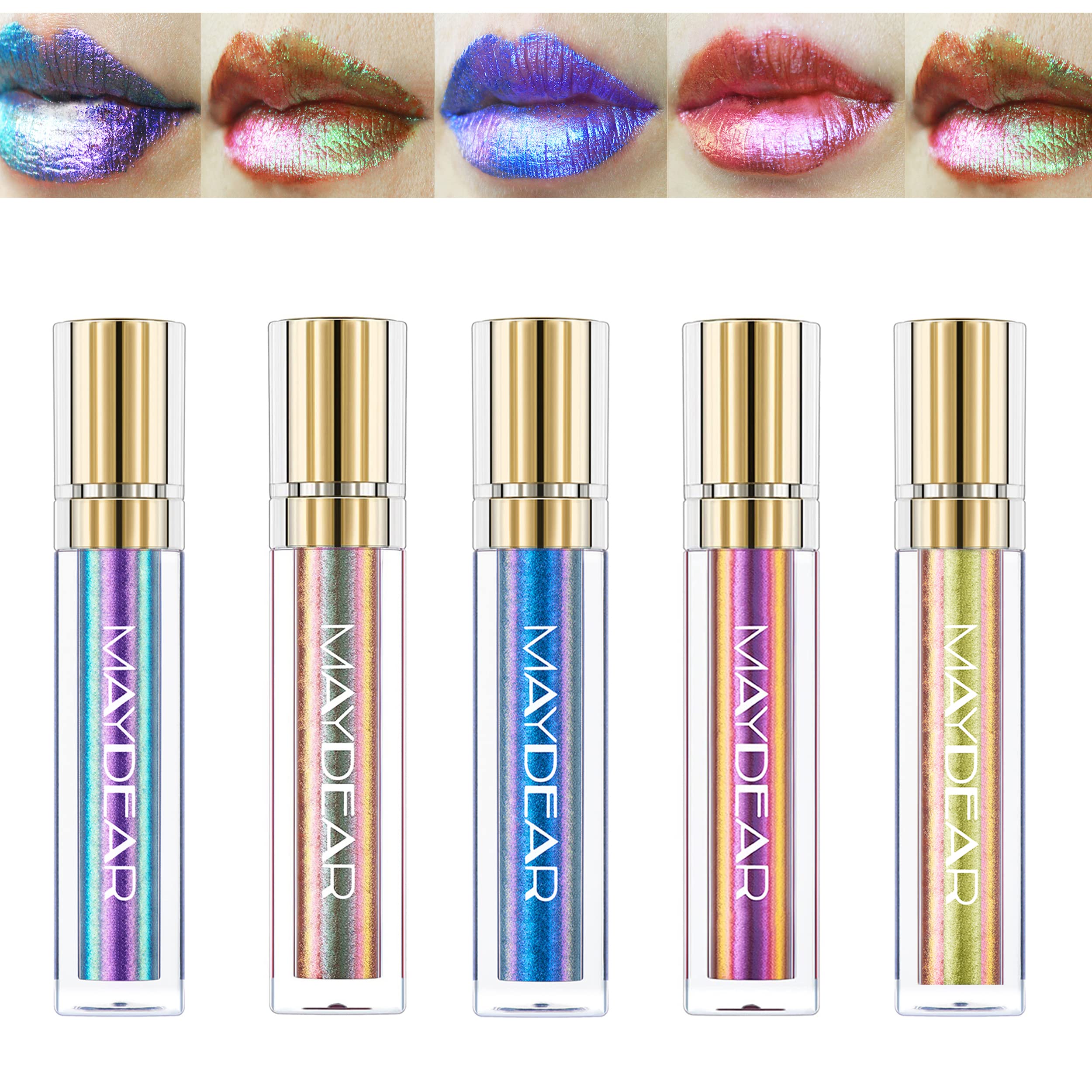Maydear Chameleon Lipstick 5 Colors Set, Long Lasting Waterproof Colourful...