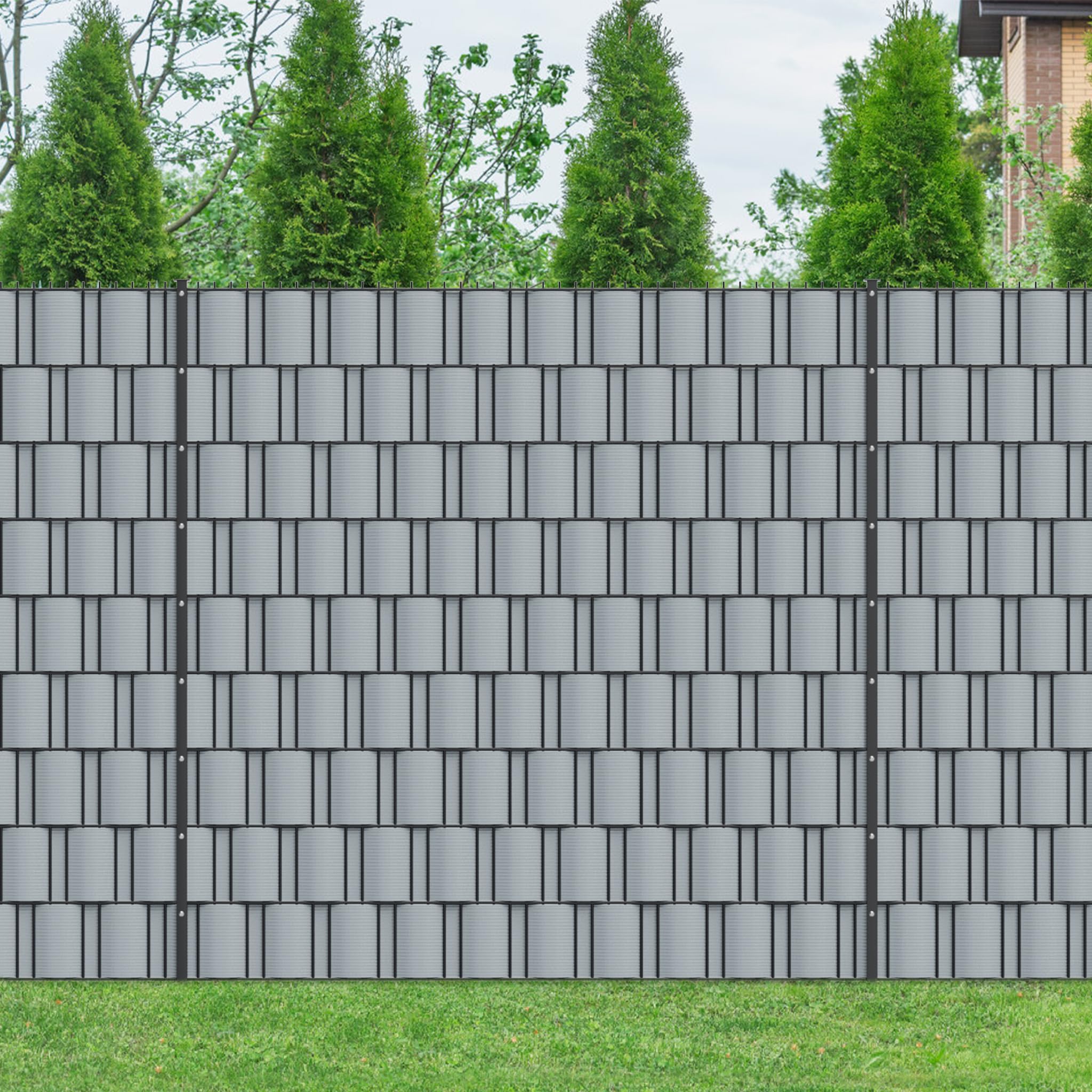 UISEBRT 30 x pasy maskujące, twarde PCW do mat z podwójnym prętem, ochrona przed wzrokiem, na balkon, do ogrodzenia ogrodowego, 25 m x 19 cm (30 sztuk, szare)