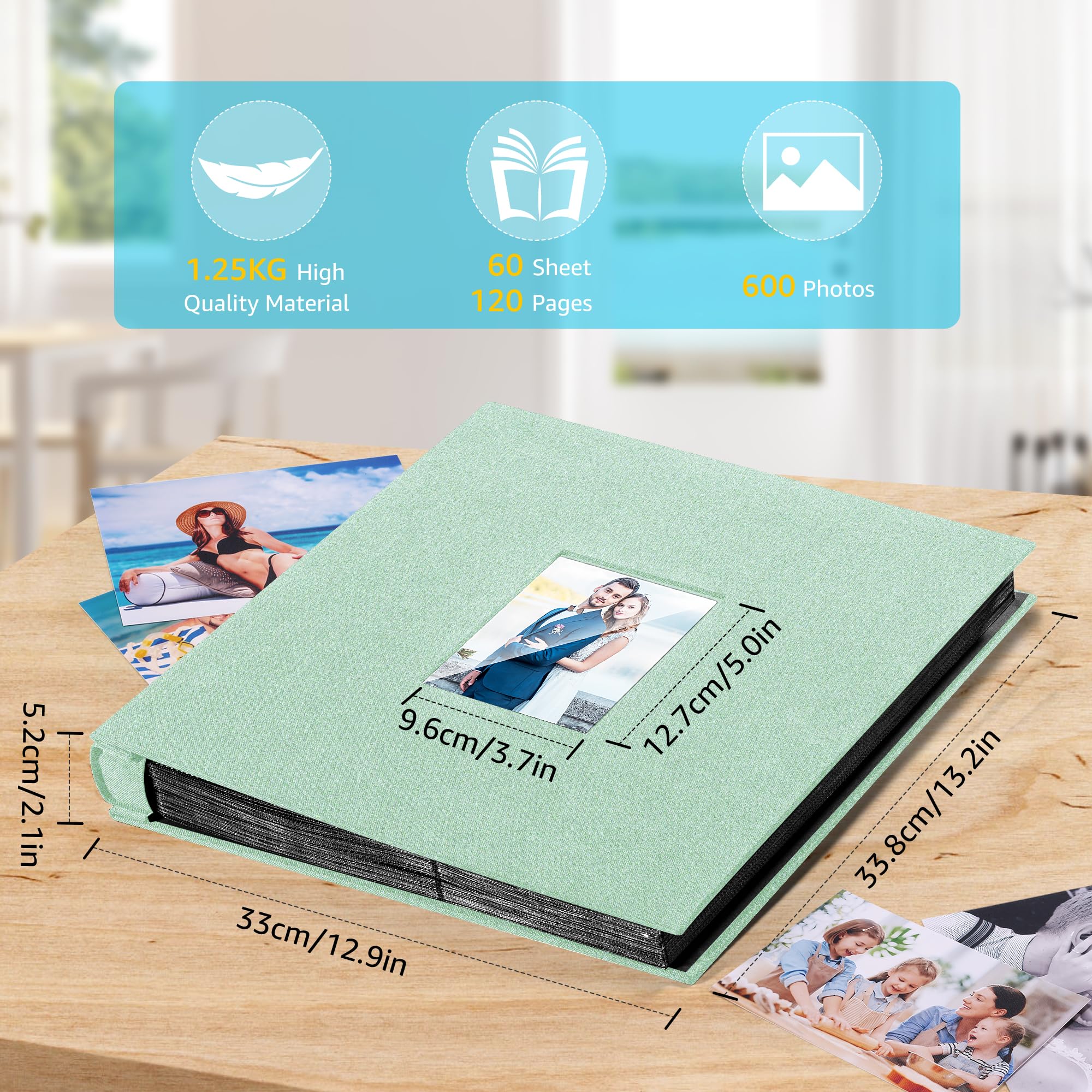 DazSpirit Photo Albums 6x4 Inch 600 Pockets Slip In, Customizable Linen Cover 10x15cm Photo Album, Large Capacity - Image 2