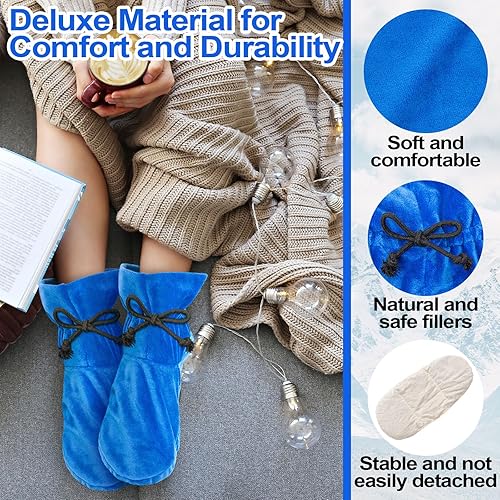 Miniatura 3 de Suhine 2 botines de terapia de calor para microondas, calcetines térmicos penetrantes profundos, pantuflas Warmies almohadilla térmica para pies que